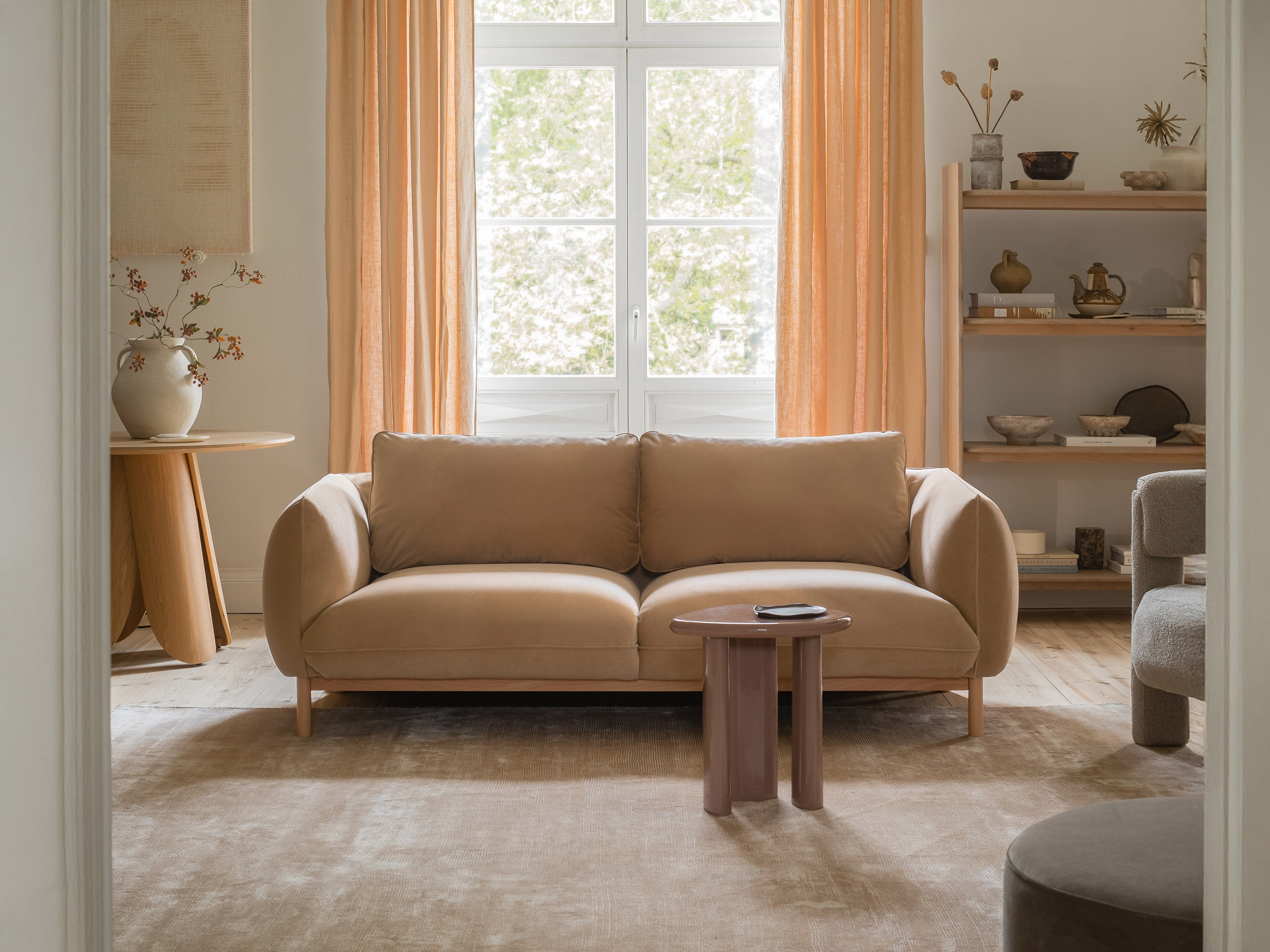 ADA sand velvet 4-seater sofa