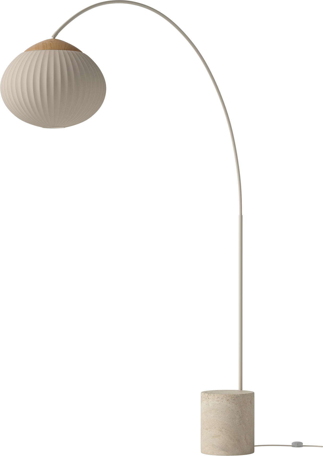 Arc floor lamp ACORN beige with travertine base