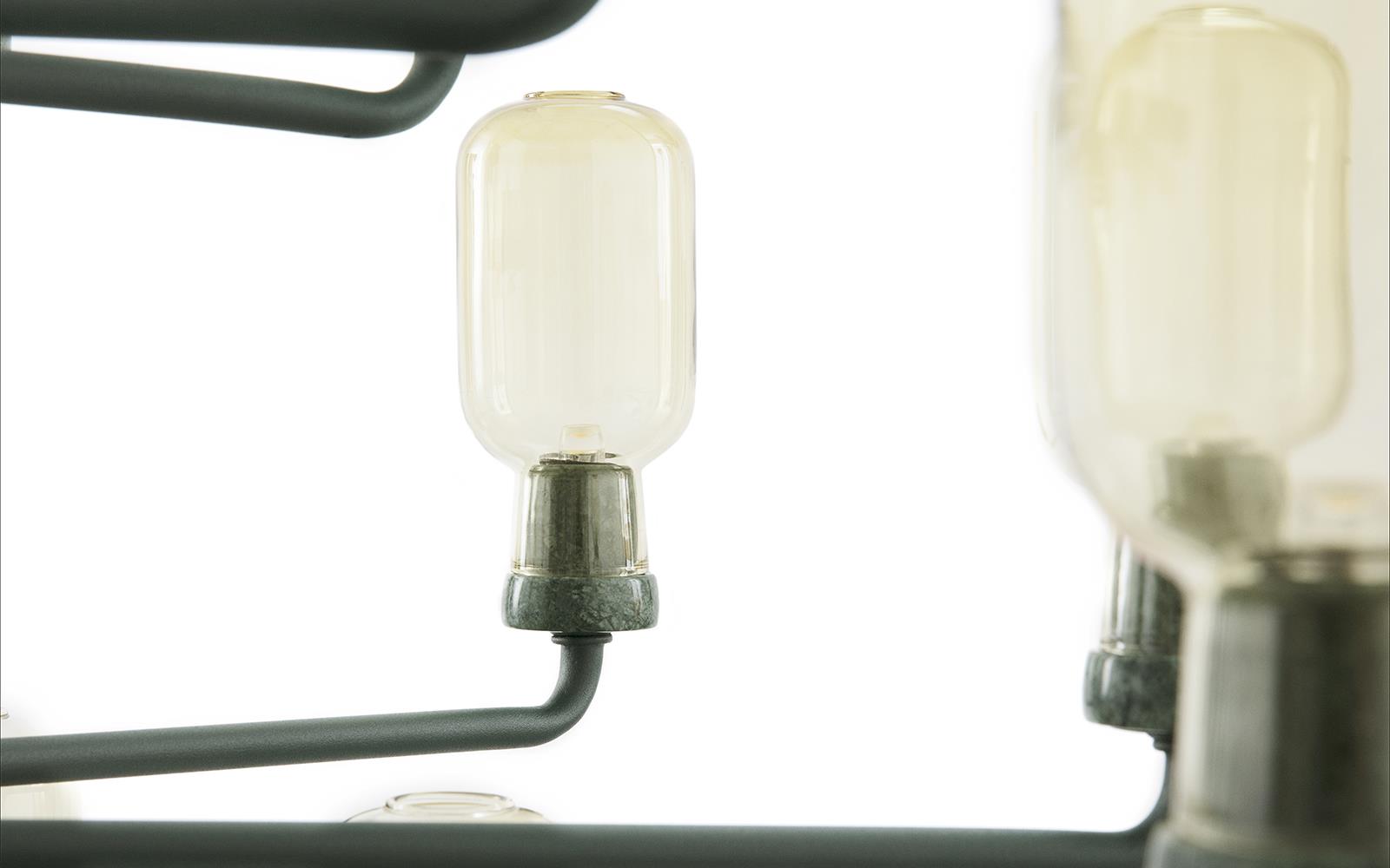 AMP chandelier yellow glass with green marble