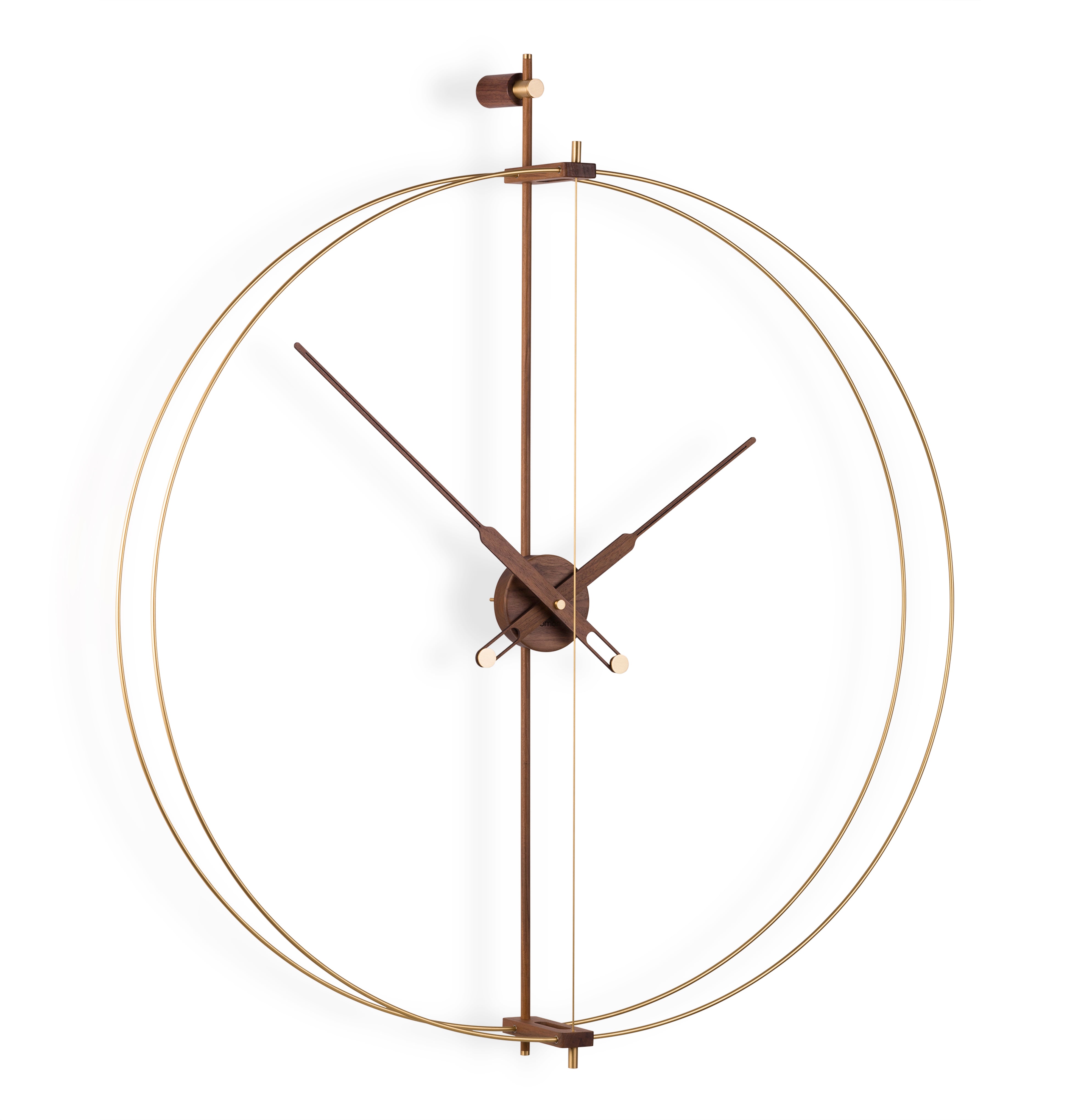 BARCELONA PREMIUM wall clock walnut wood with brass