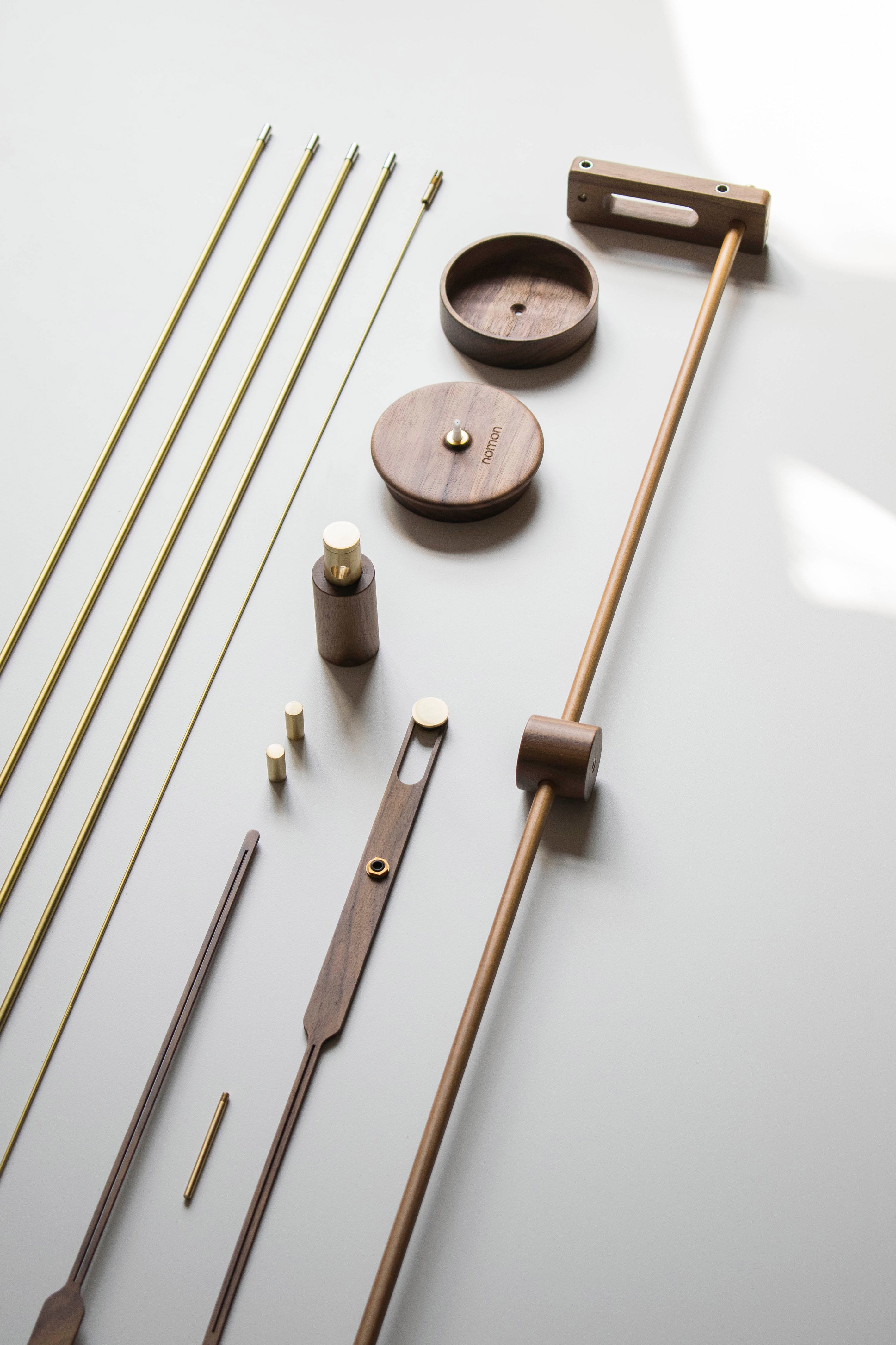 BARCELONA PREMIUM wall clock walnut wood with brass