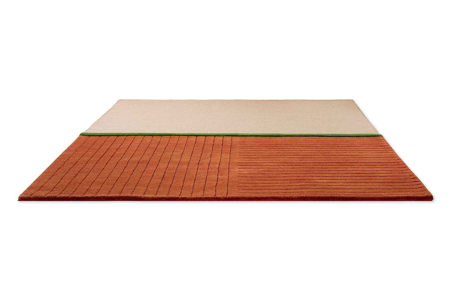 DECOR RHYTHM orange rug with beige and green