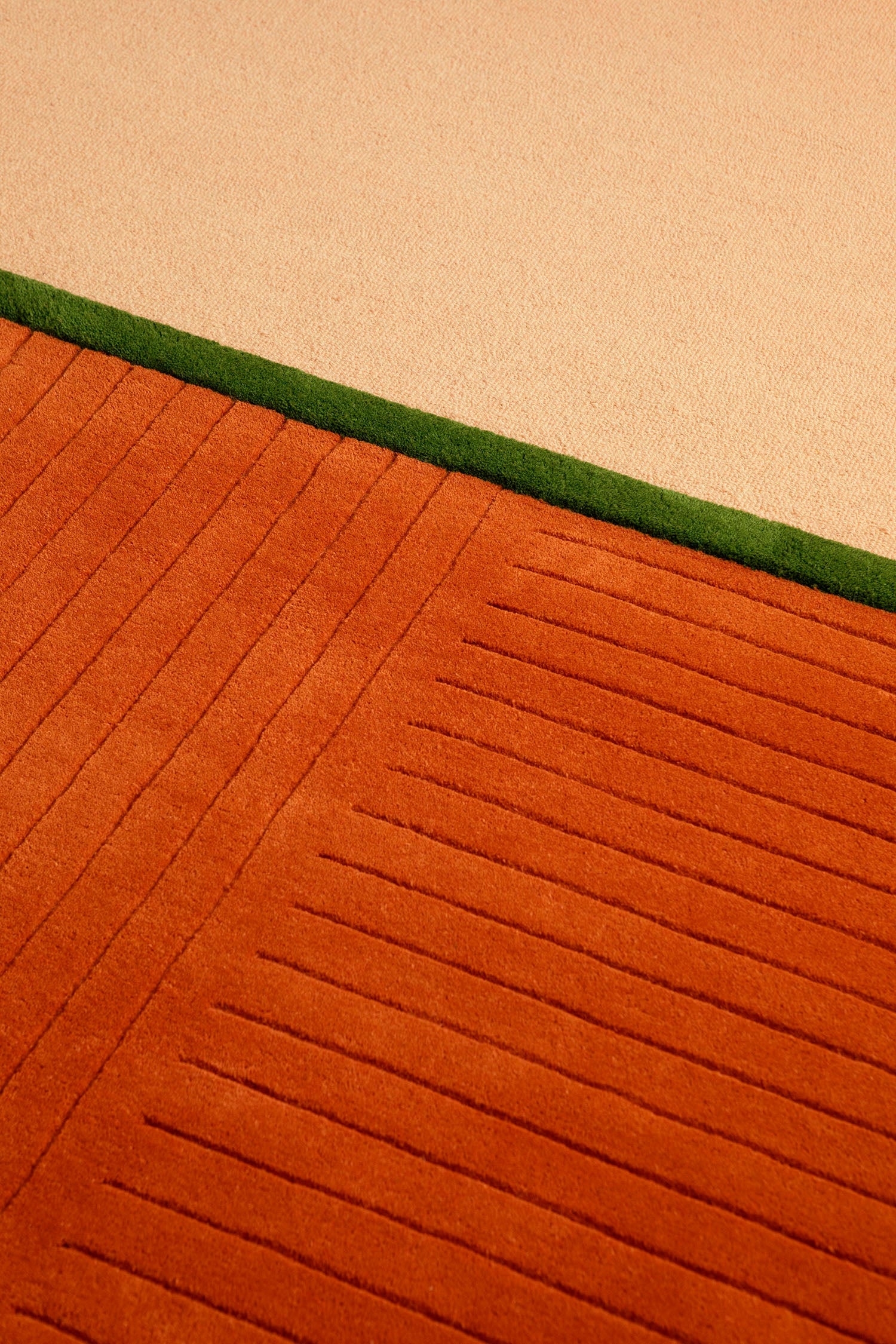 DECOR RHYTHM orange rug with beige and green