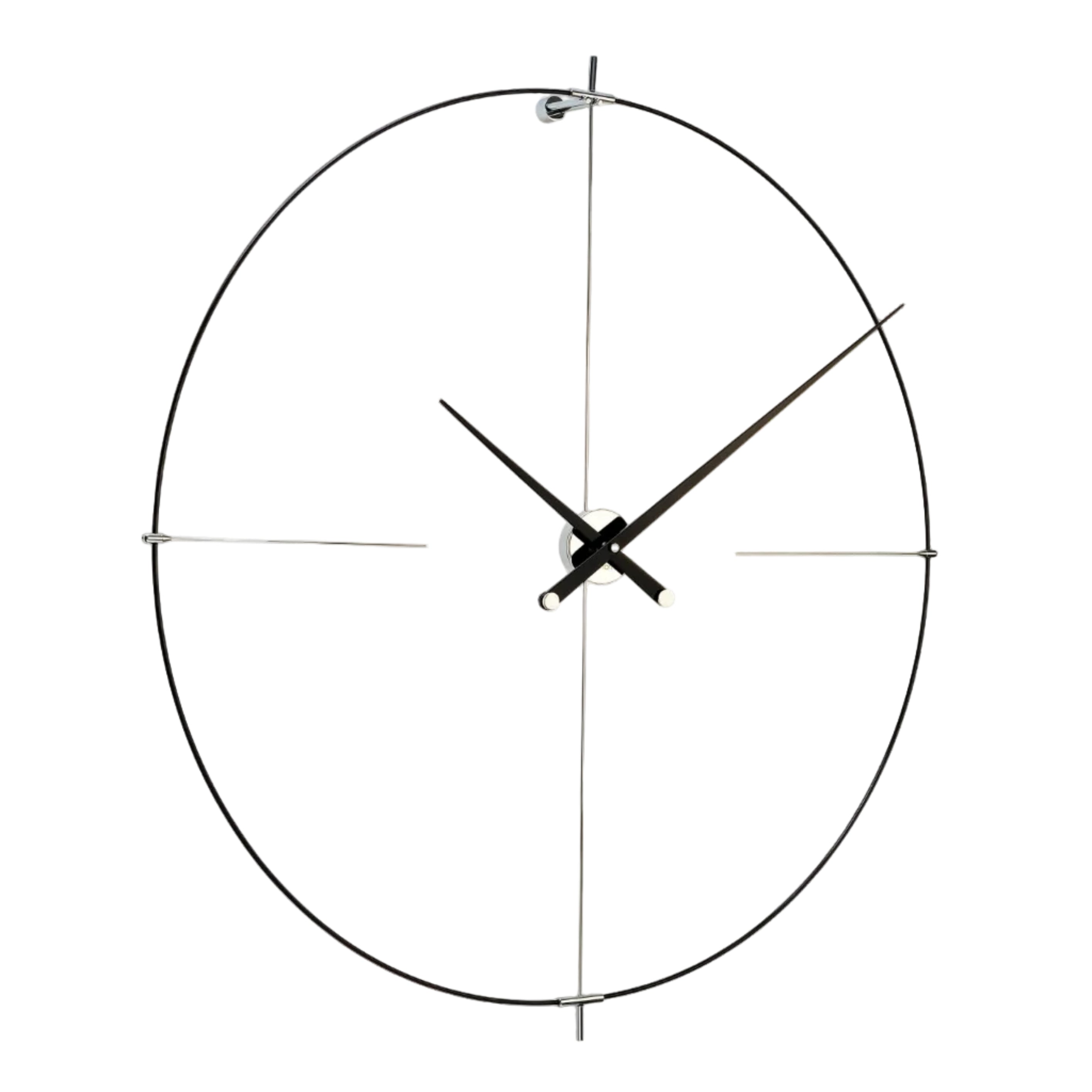 BILBAO wall clock in black walnut wood with black and chrome