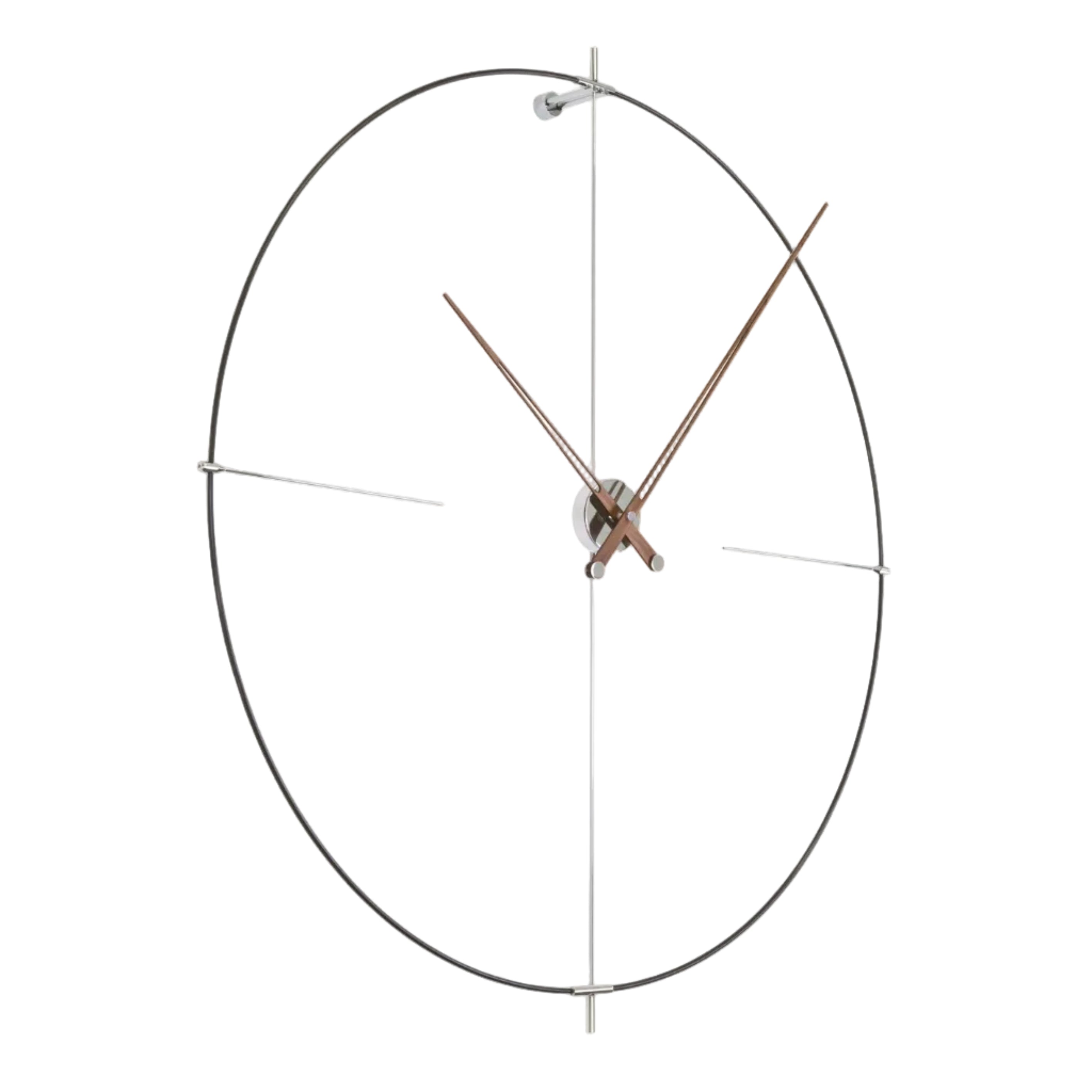 BILBAO wall clock walnut wood with black and chrome