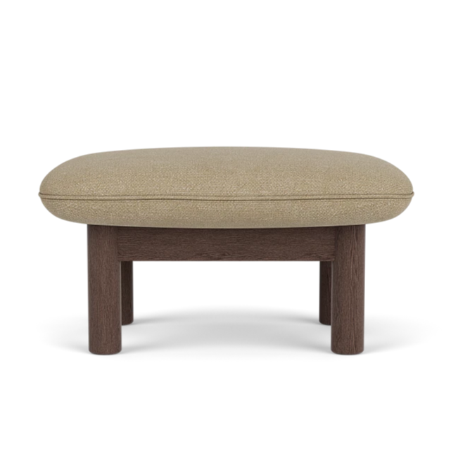 Fußhocker BRASILIA beige mit dunklem Eichenfuß