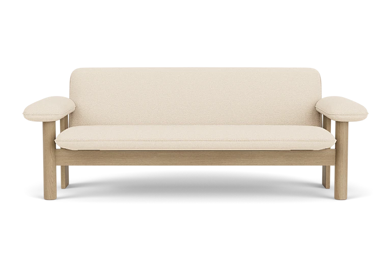 Sofa BRASILIA creme mit Eichenbasis