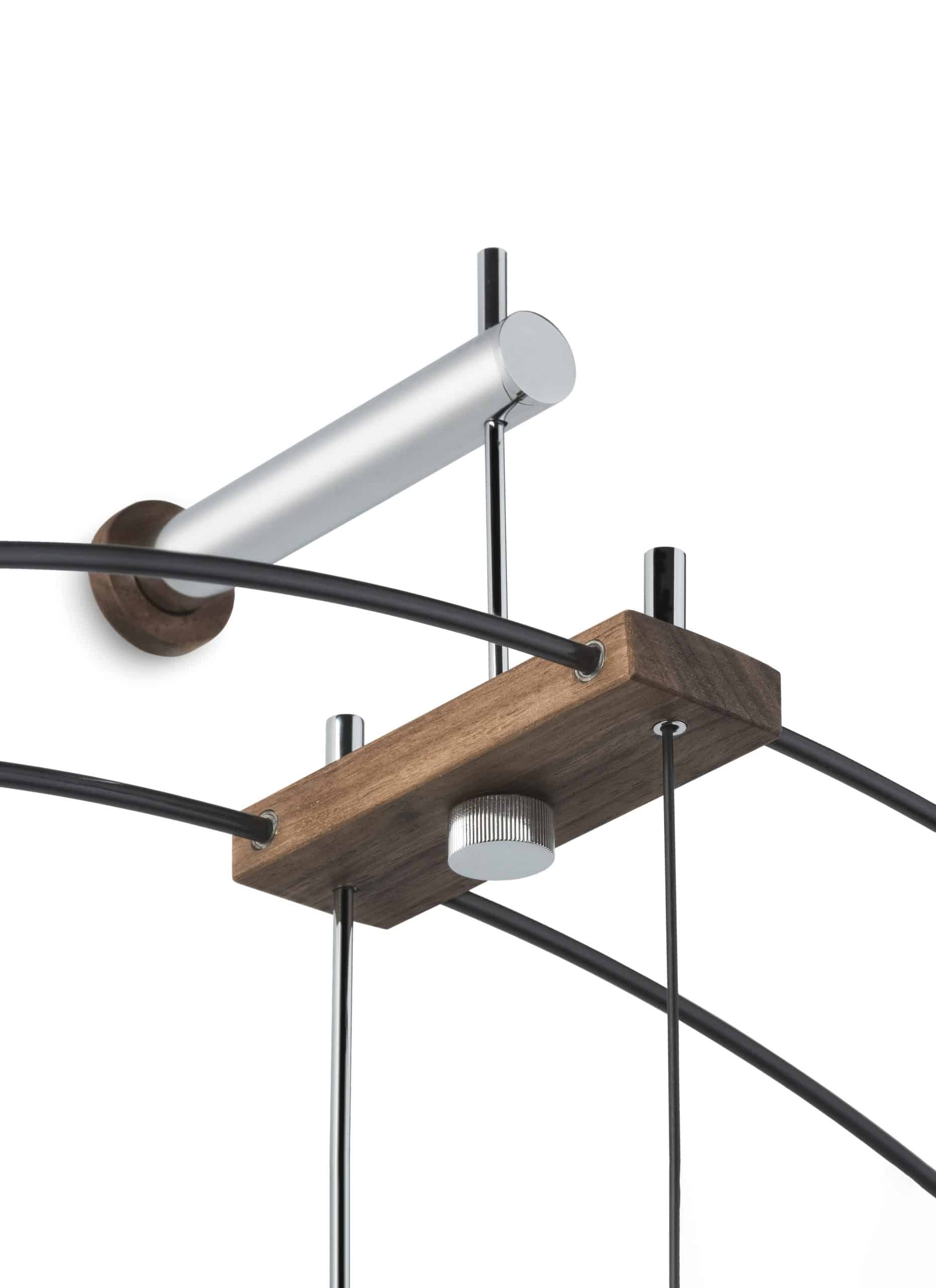 Wall Clock BARCELONA walnut wood with black and silver