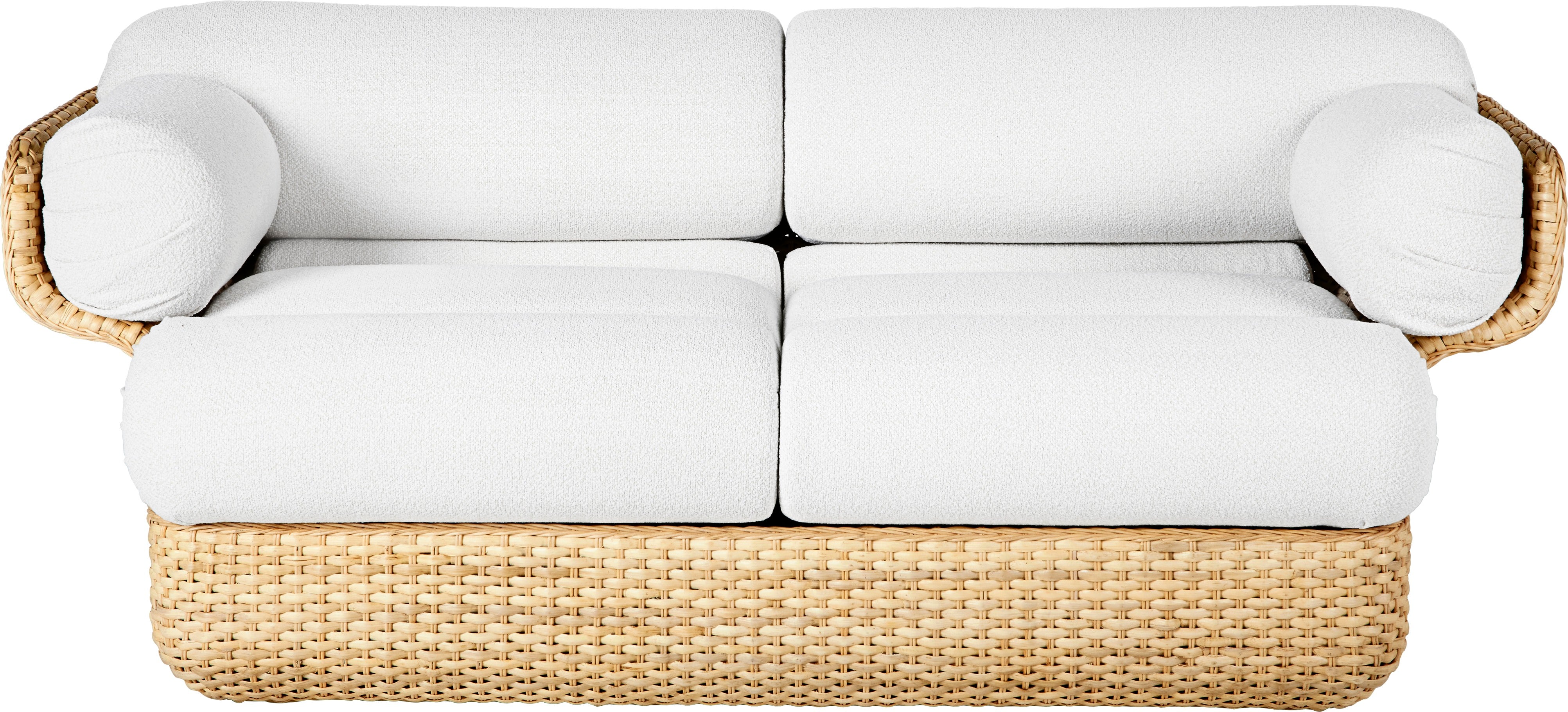 2-seater BASKET sofa in white with rattan