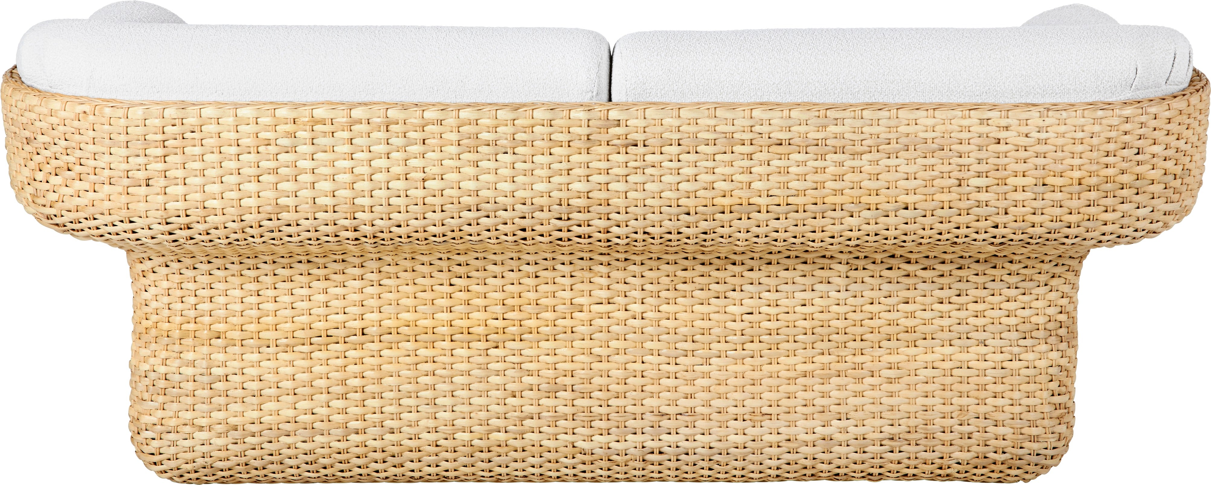 2-seater BASKET sofa in white with rattan