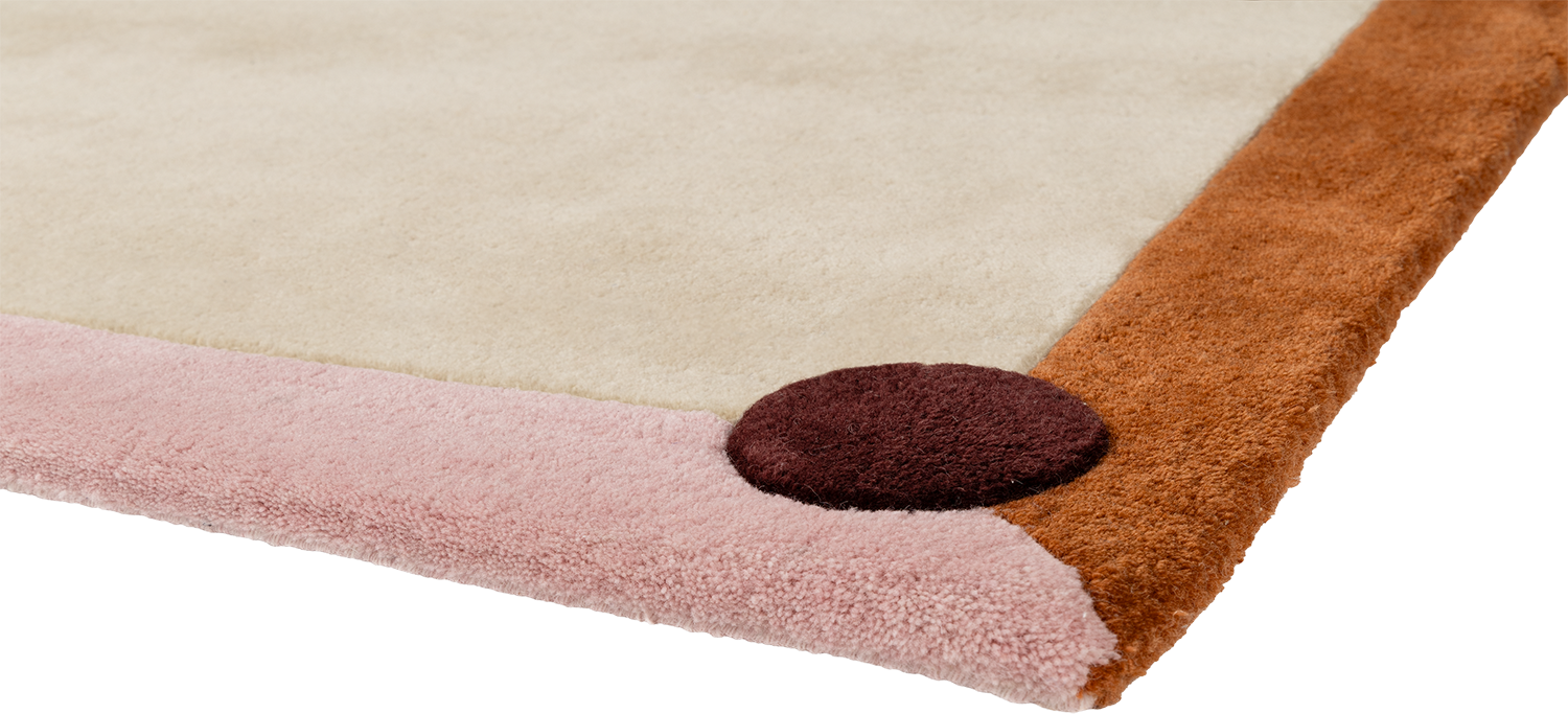 BERLIN Beige Rug with Orange and Navy