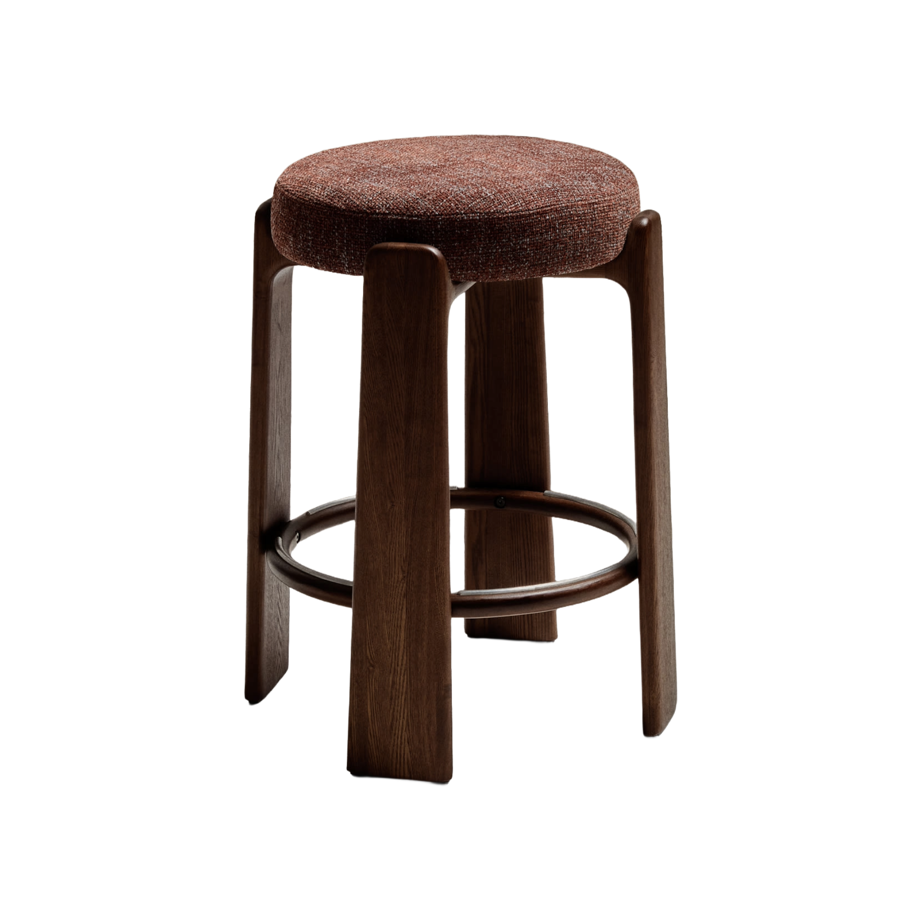 GRANITE brown chenille bar stool with a dark ash base