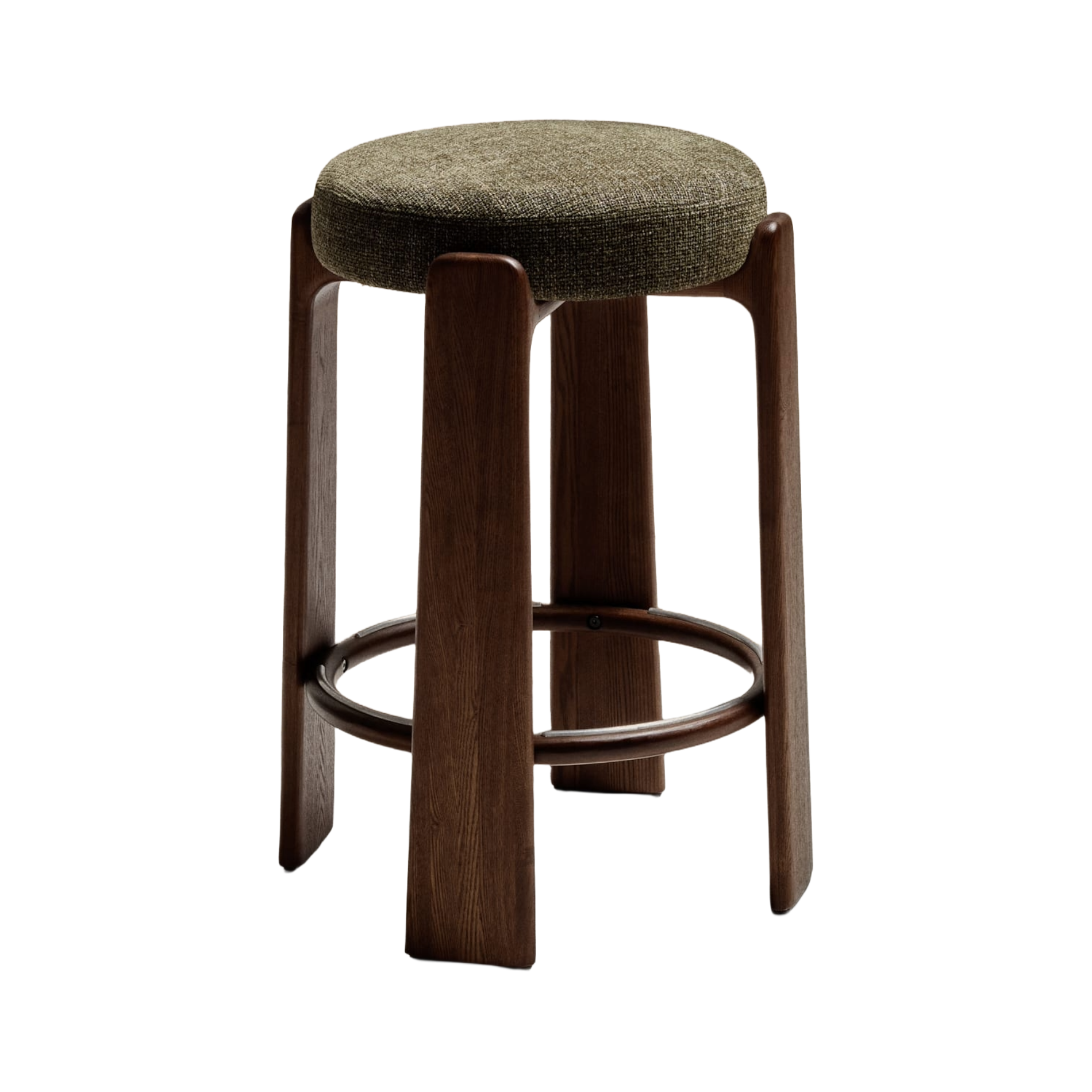 Barhocker GRANITE grün Chenille mit dunklem Eschenfuß