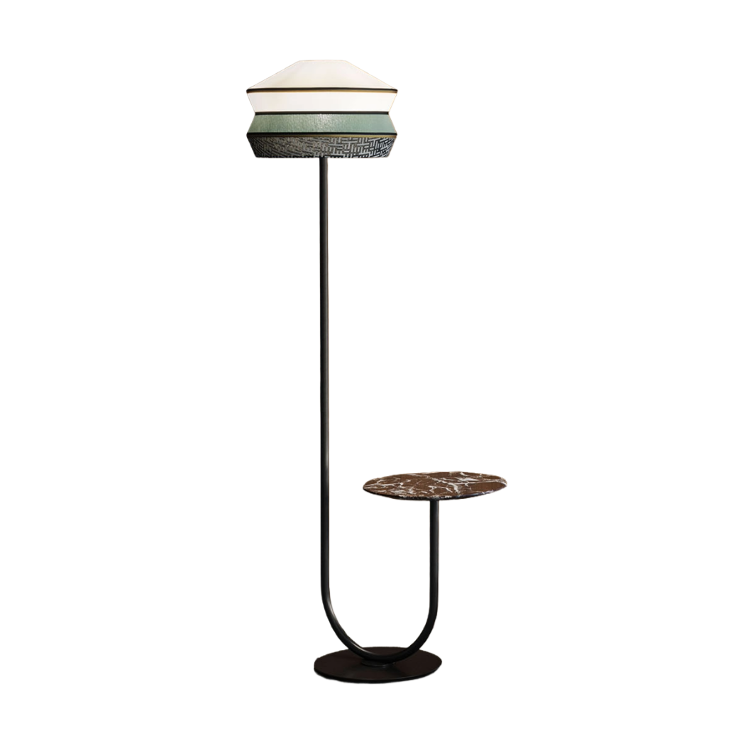 Lampa ze stolikiem CALYPSO ANTIGUA miętowy z bordowym marmurem – Contardi