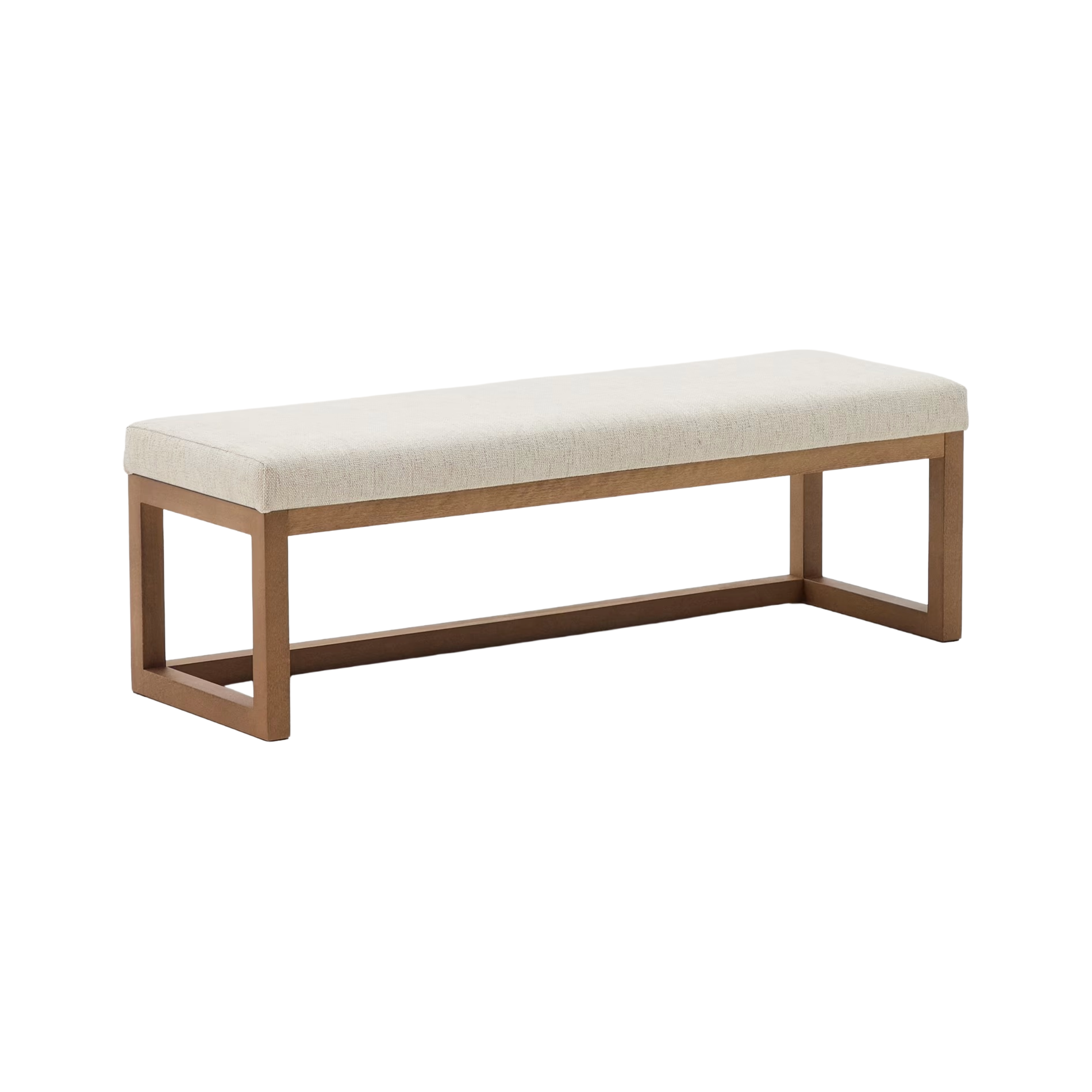 Bank LOYA beige Chenille mit dunkelbraunem Buchenrahmen