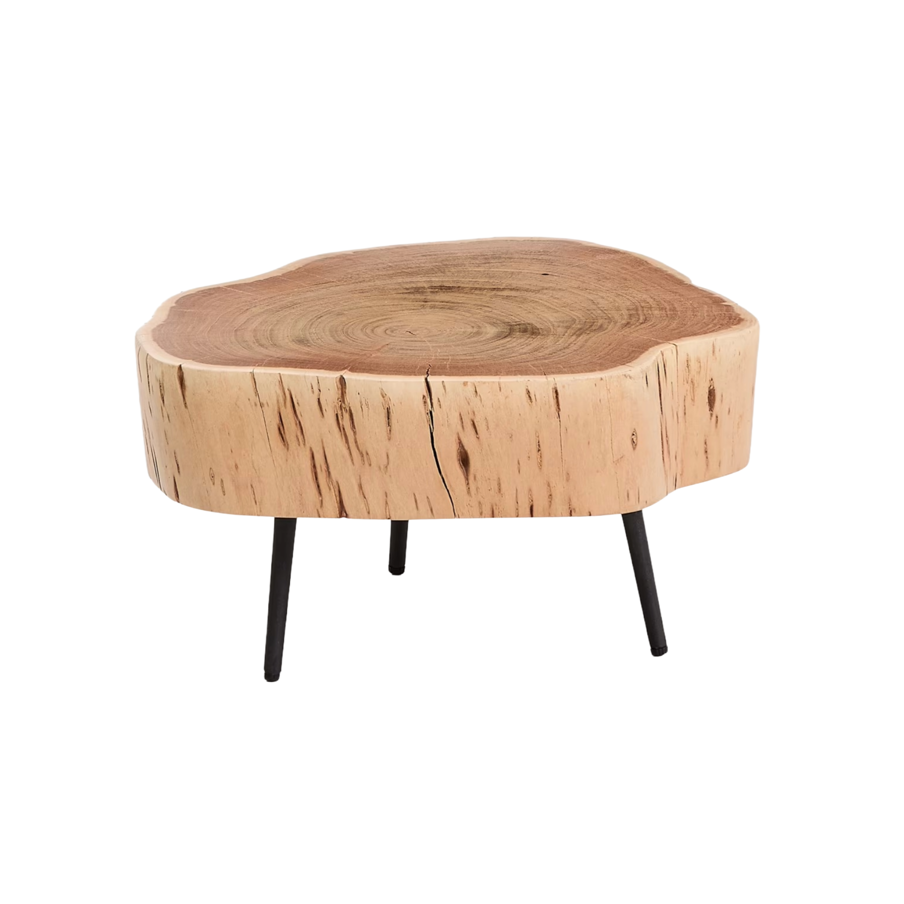 TANIVE coffee table made of light acacia wood with a black base
