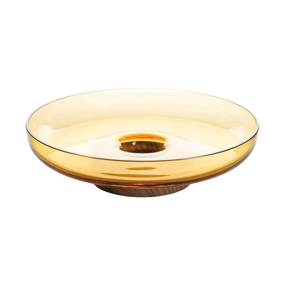 BONTA yellow tray with wooden base