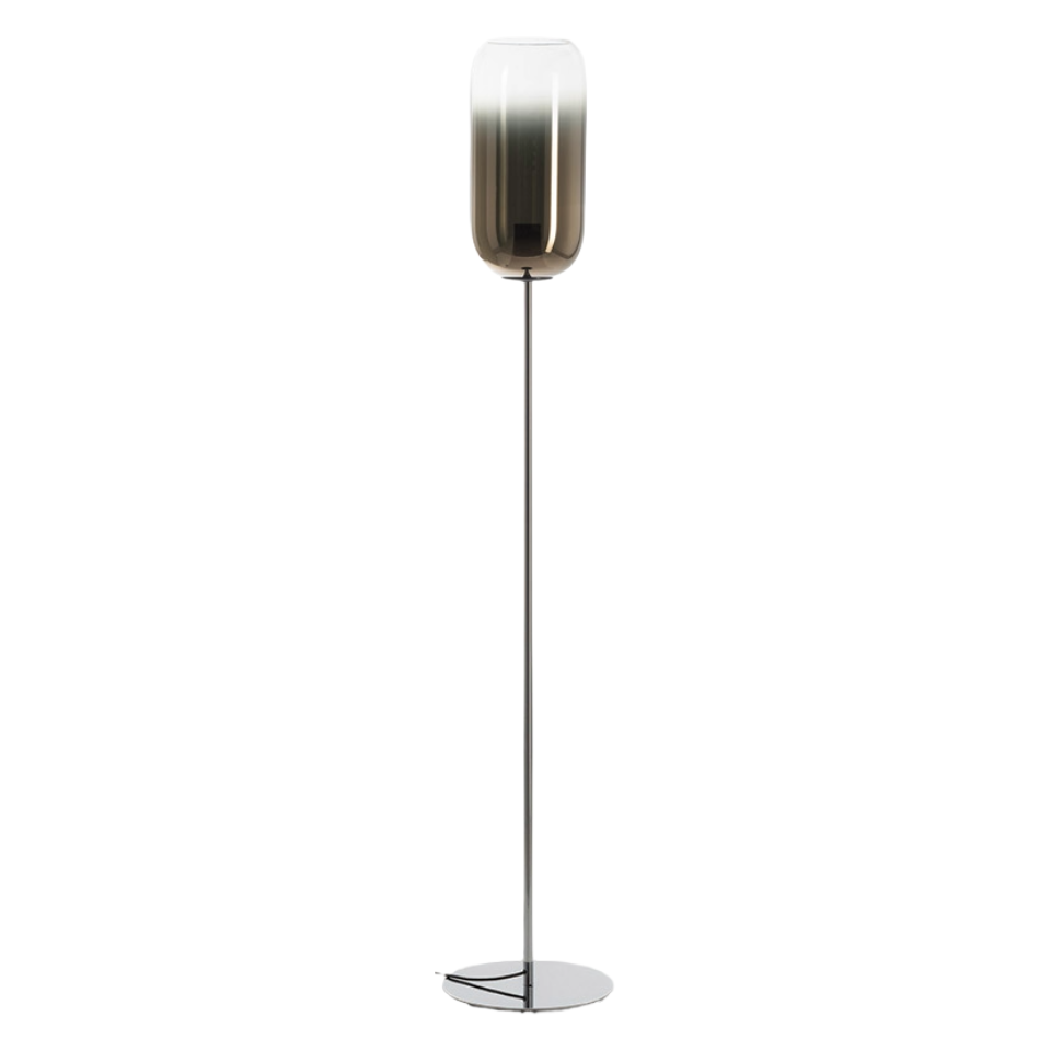 Stehlampe GOPLE braun mit silbernem Fuß