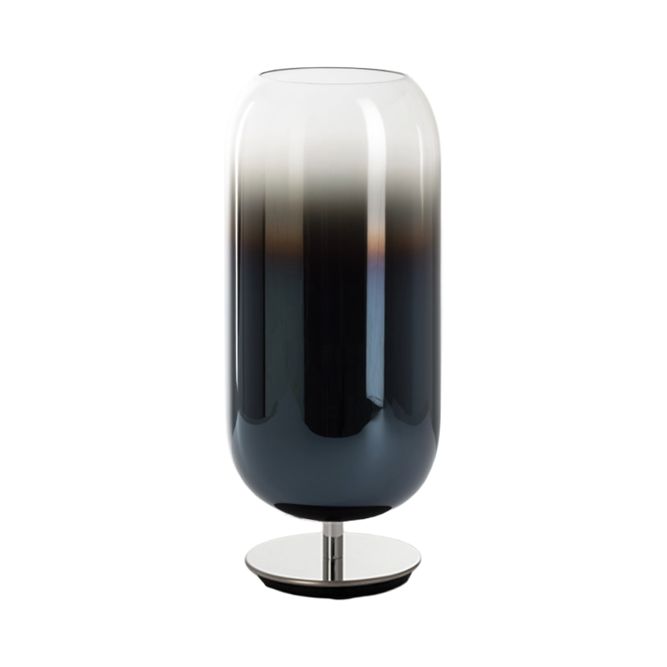 GOPLE blue table lamp with silver base