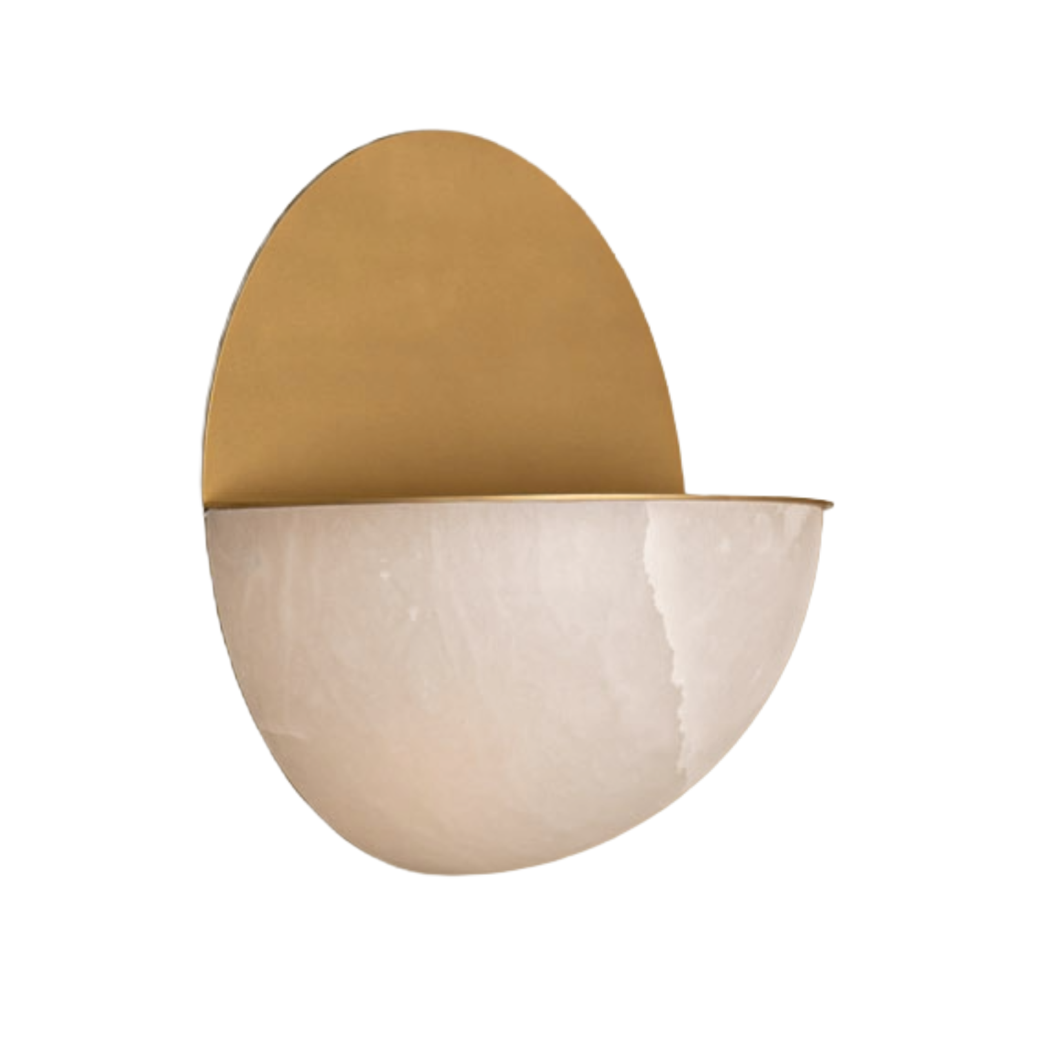 LUNO alabaster wall lamp in white with brass