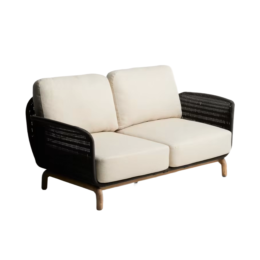 Sofa ogrodowa 2-osobowa ALIPA beżowy z czarnym – Kave Home