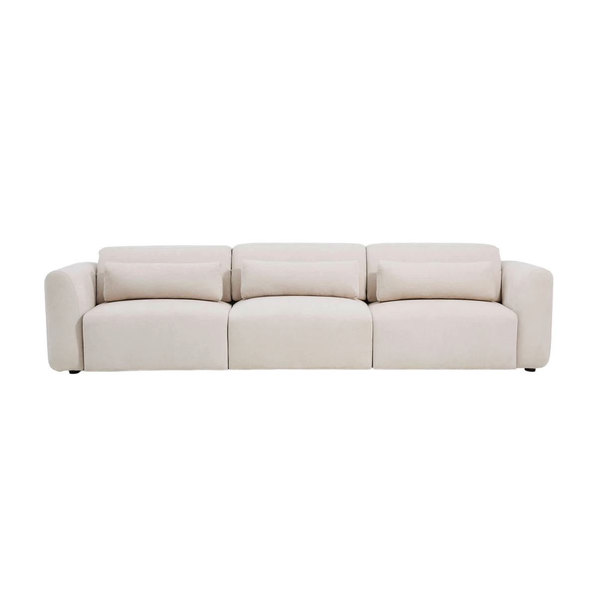 Sofa für 5 Personen mit elektrischem Auszug LARES beige Chenille