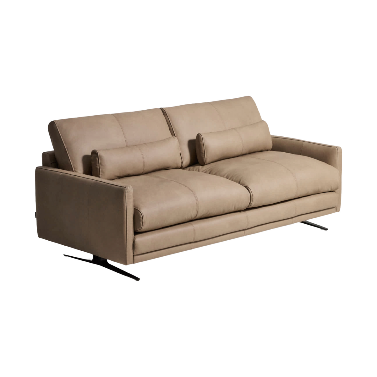 Sofa 3-Sitzer VELIRO braunes Leder mit schwarzem Gestell