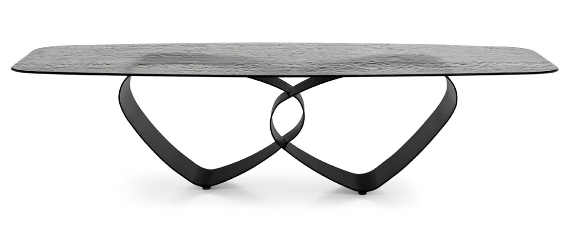 Tisch BREEZE mit Glasplatte und schwarzem Gestell