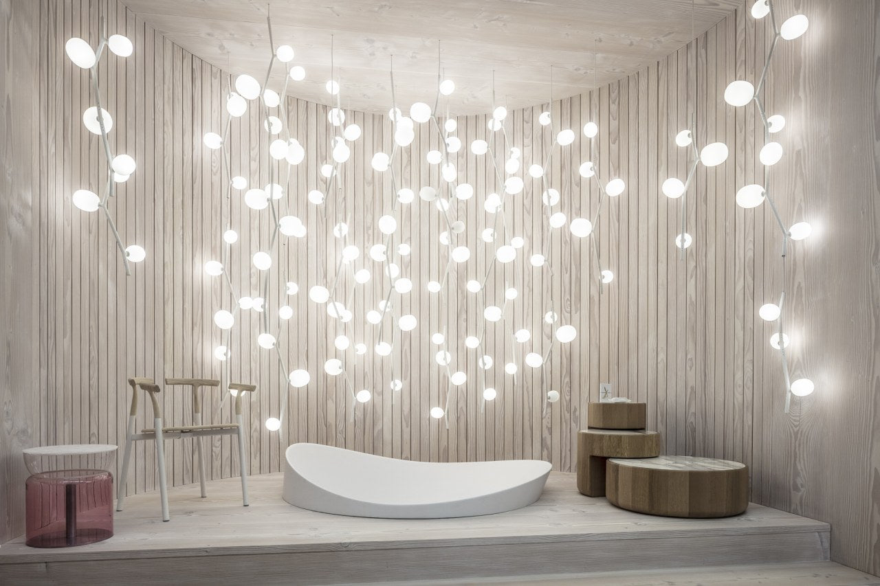 Efeu -Hanglampe - vertikales Mattglas