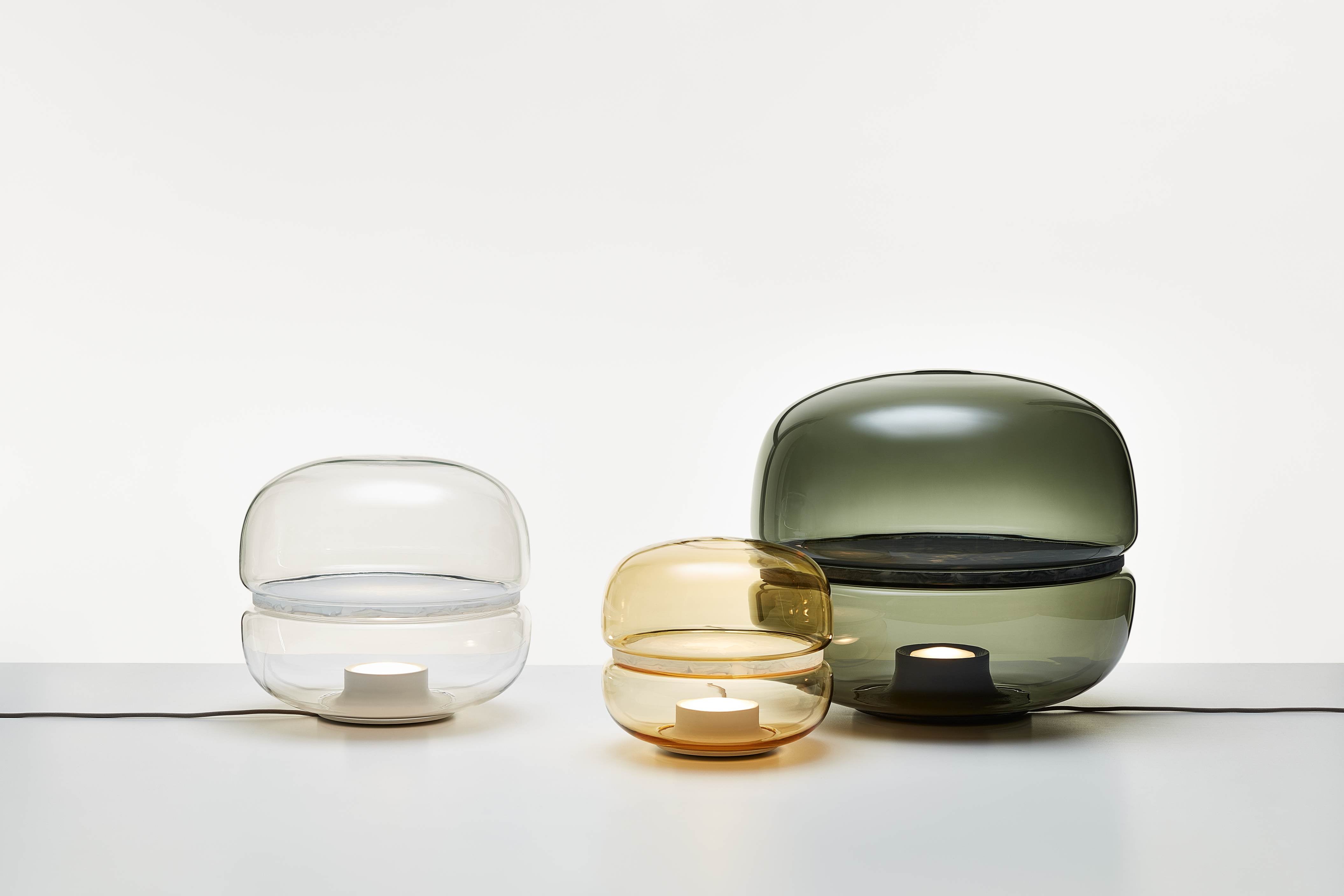 Macaron mini table lamp inflatable glass with onyx