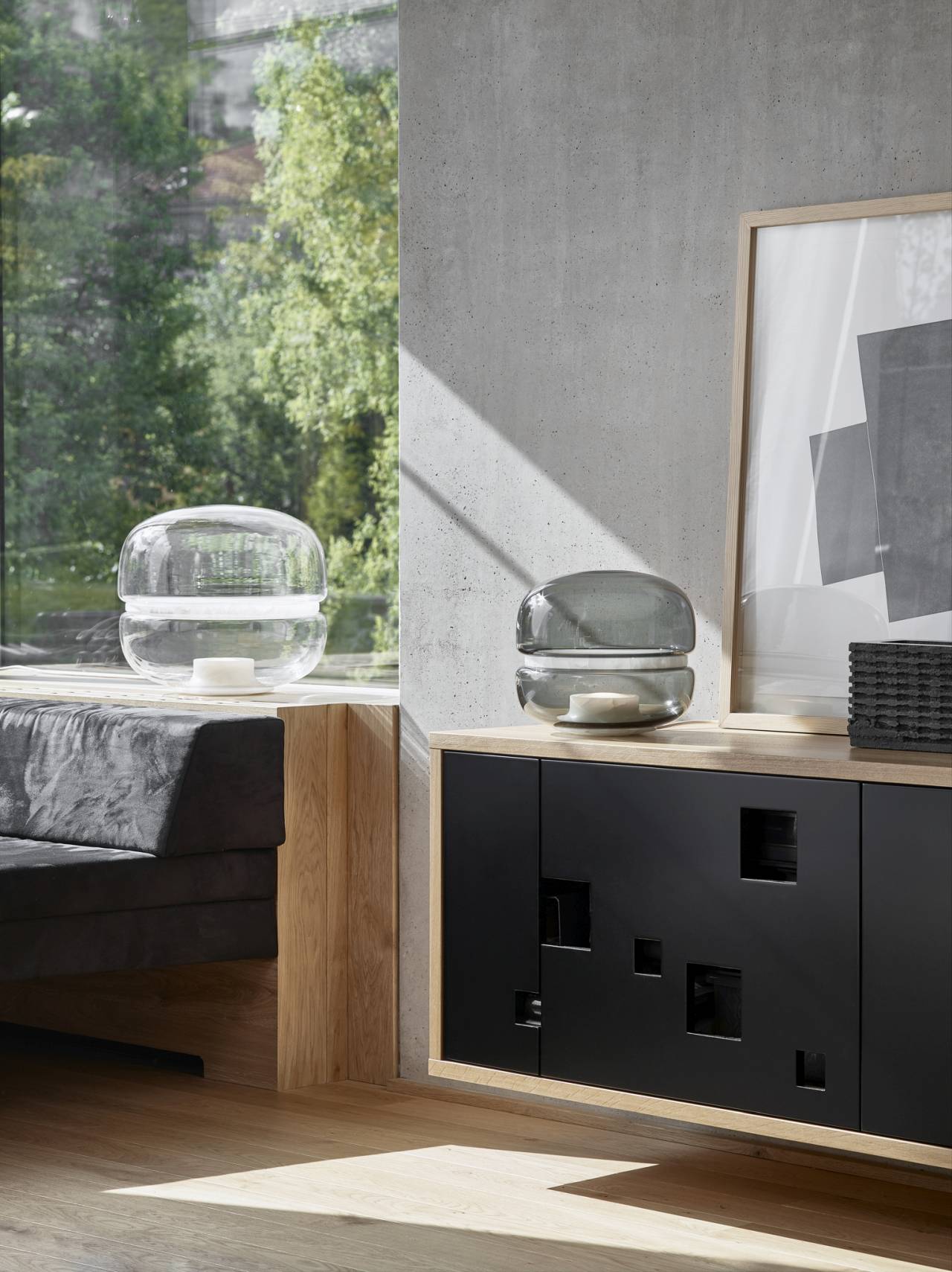 Macaron mini table lamp inflatable glass with onyx