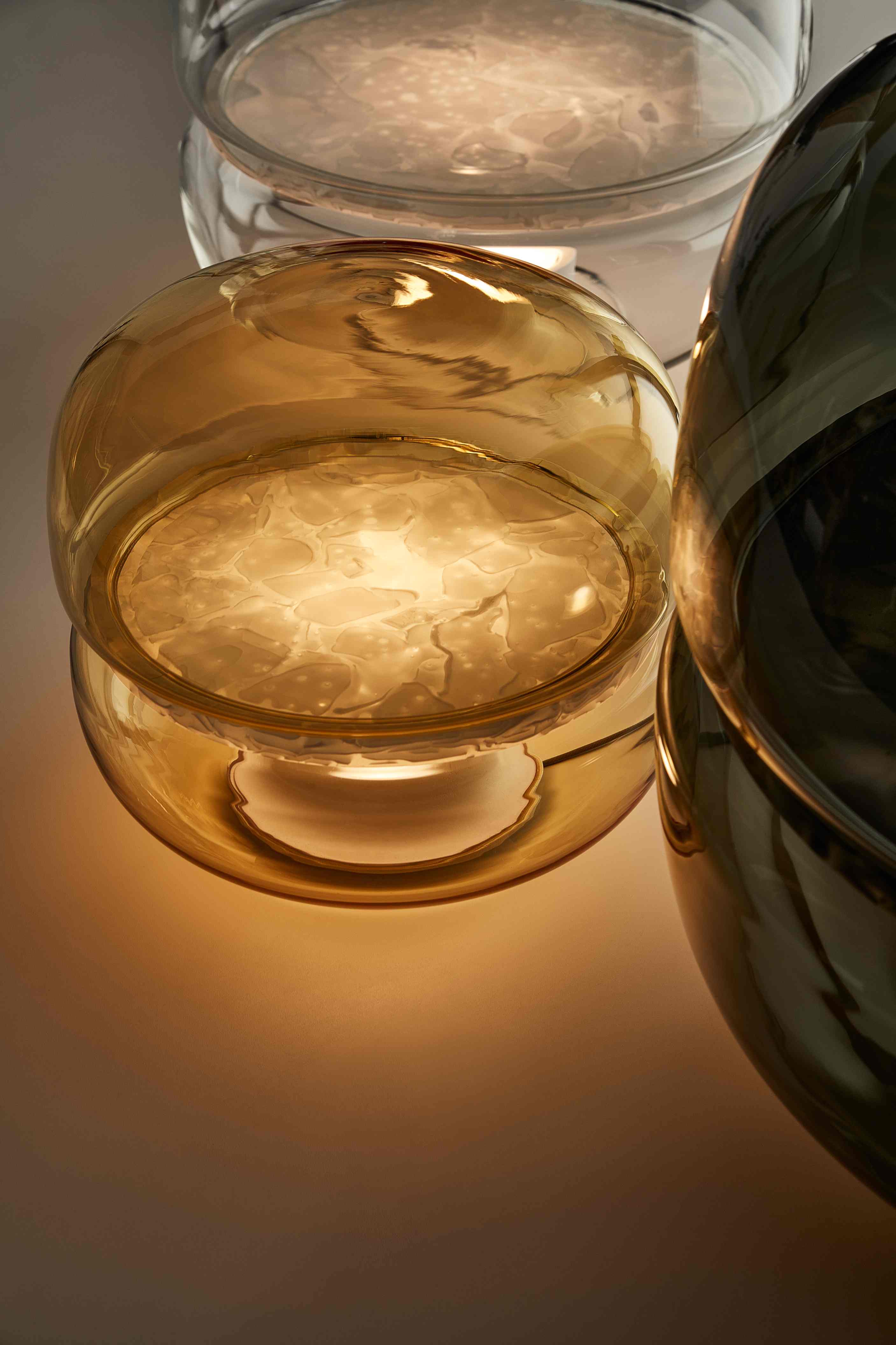 Macaron L table lamp inflatable glass with onyx