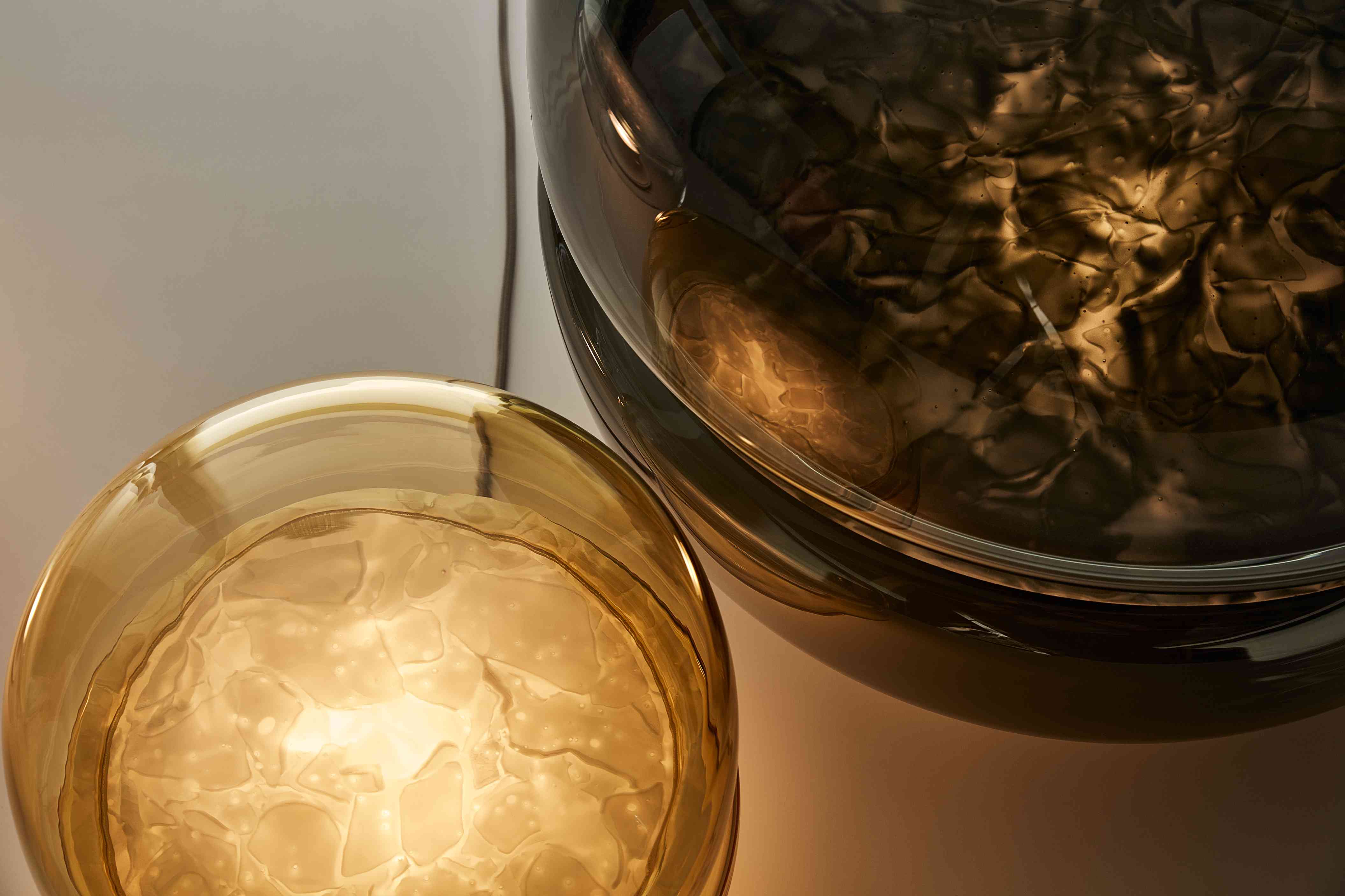 Macaron L table lamp inflatable glass with onyx