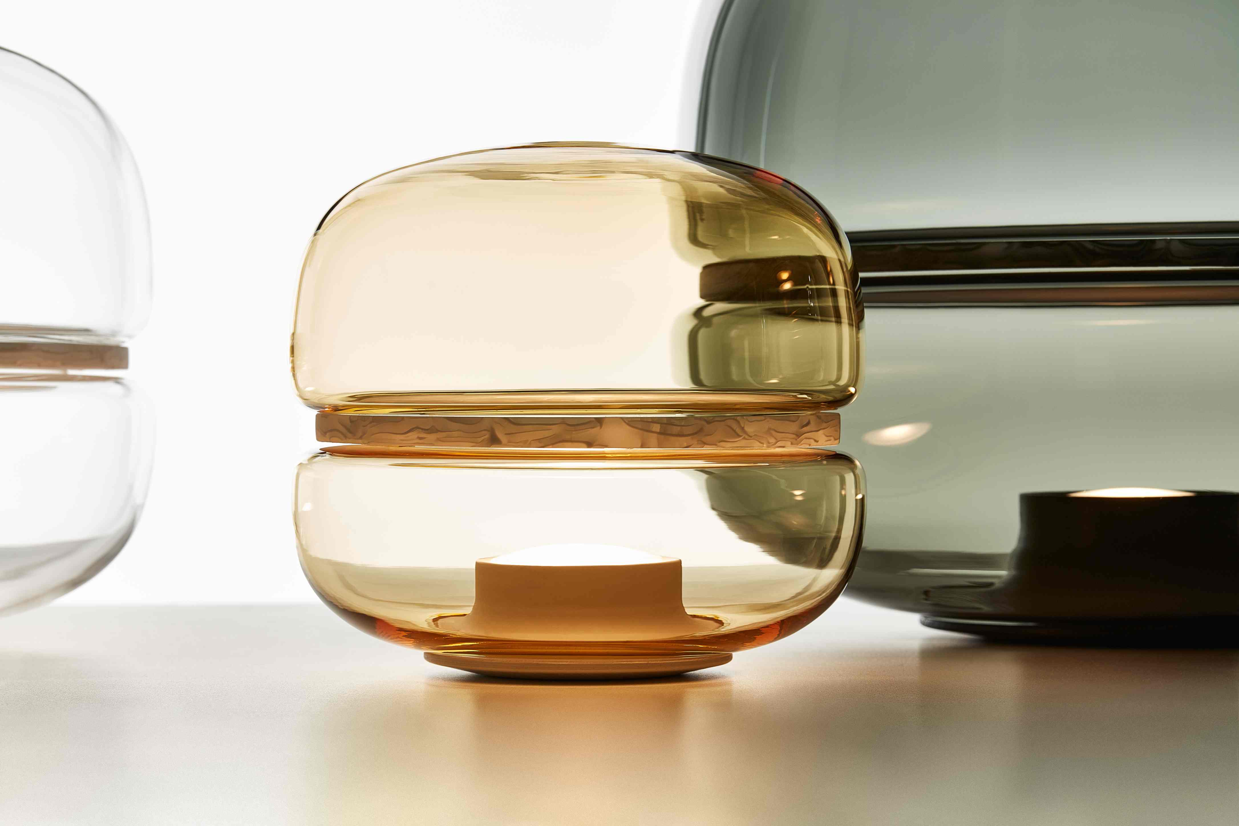 Macaron L table lamp inflatable glass with onyx