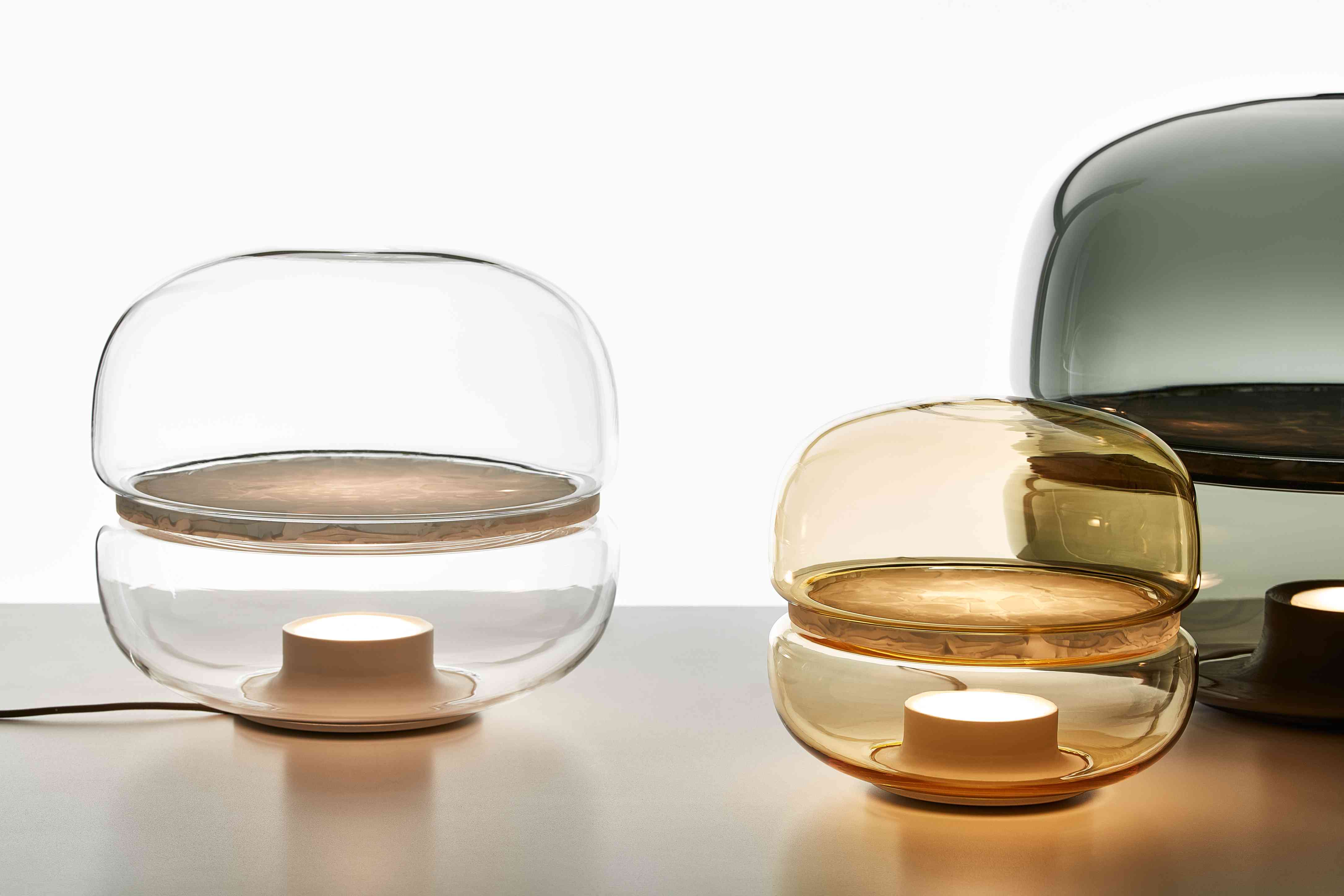 Macaron L table lamp inflatable glass with onyx