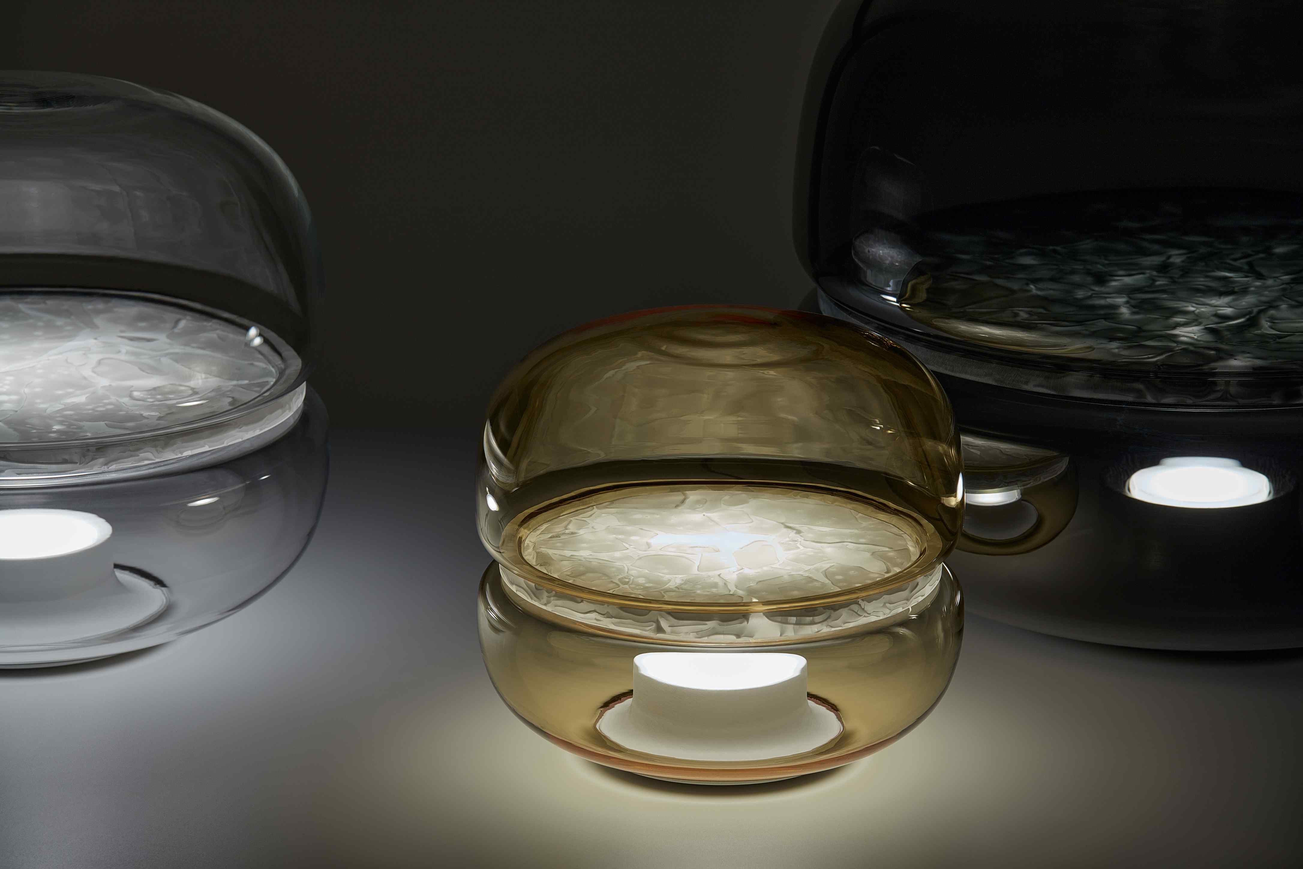 Macaron L table lamp inflatable glass with onyx