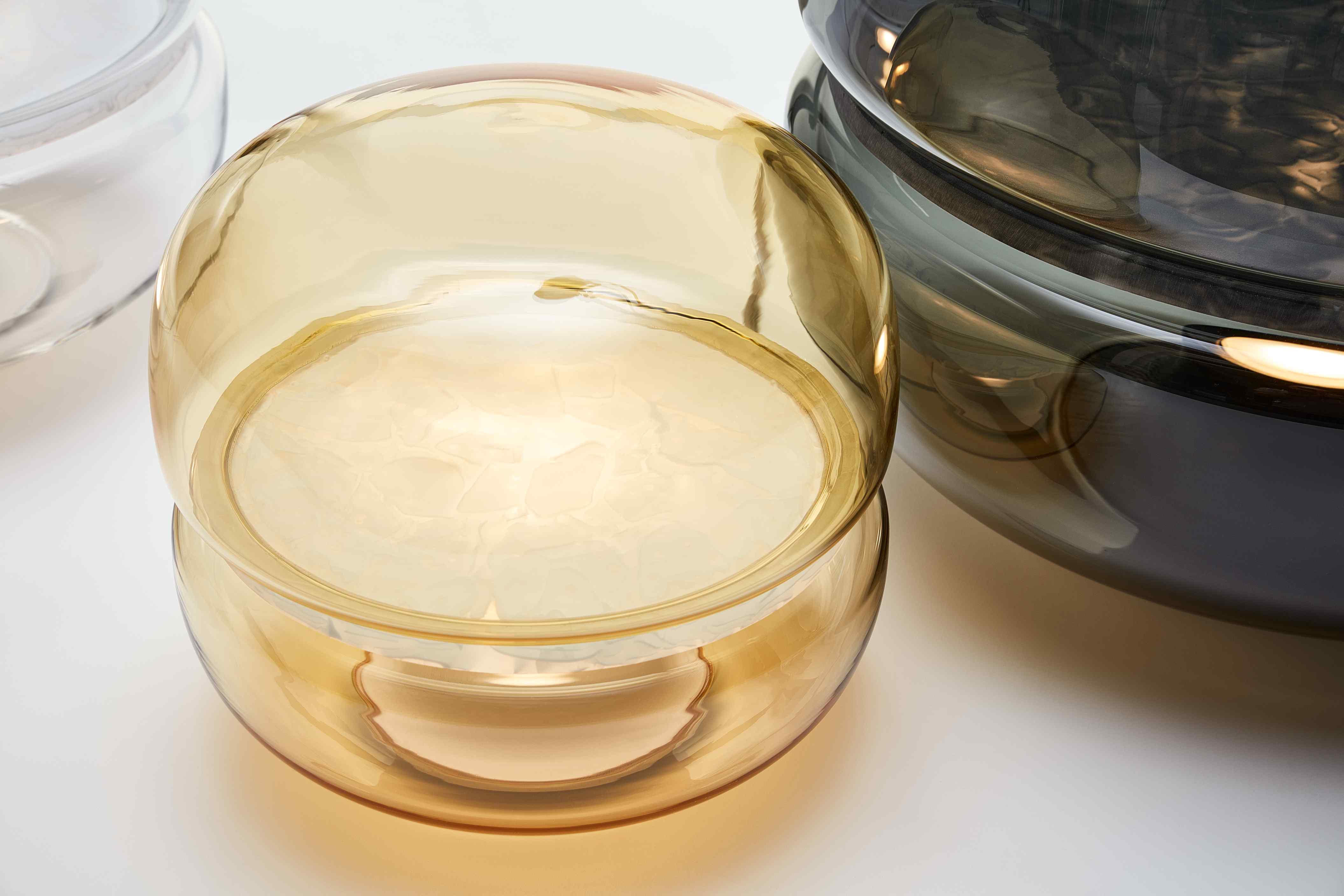 Macaron mini table lamp inflatable glass with onyx