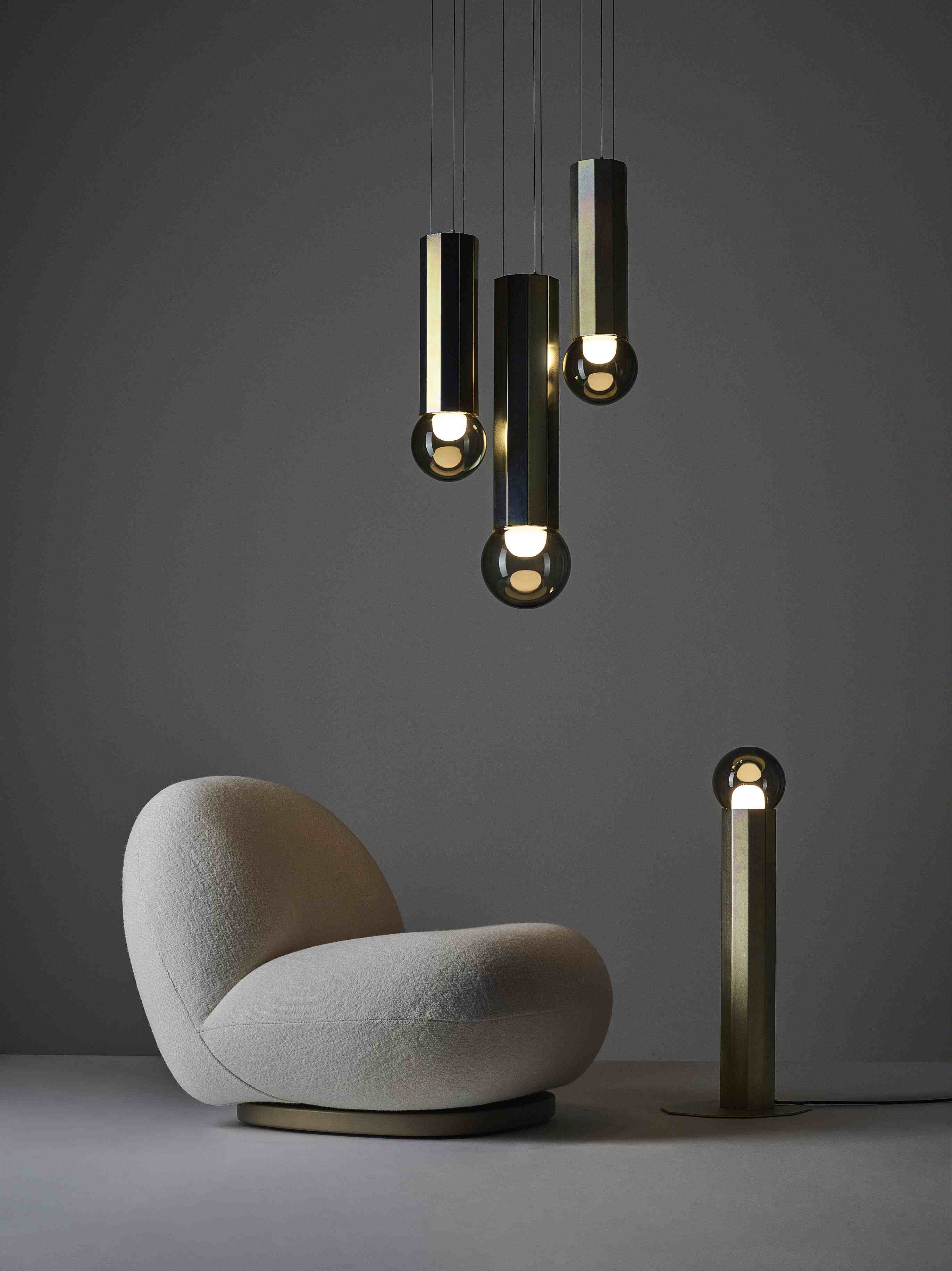 Prisma -Metall -Leuchten -Stehlampe