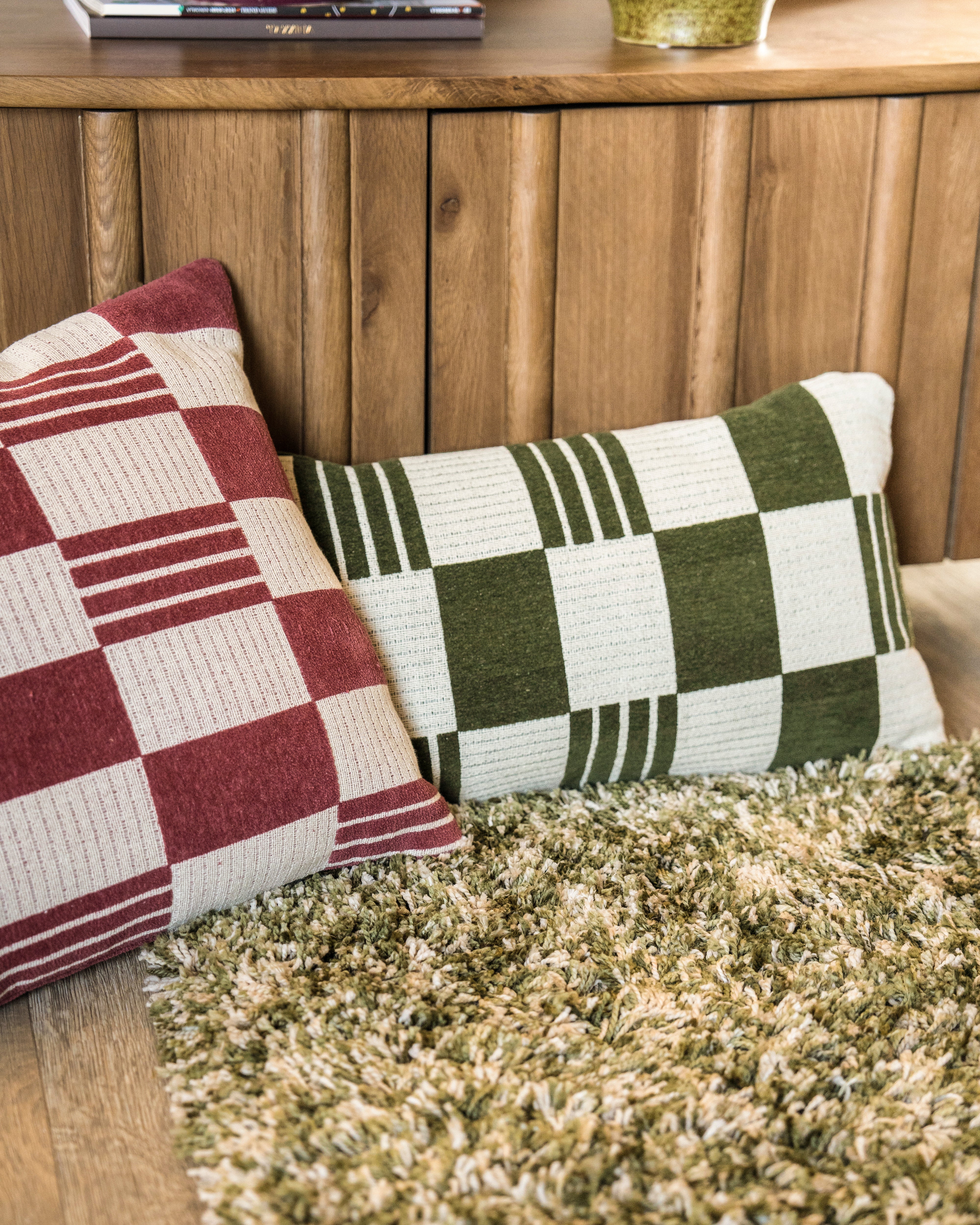 Kissen TWIST burgunderrot mit beige