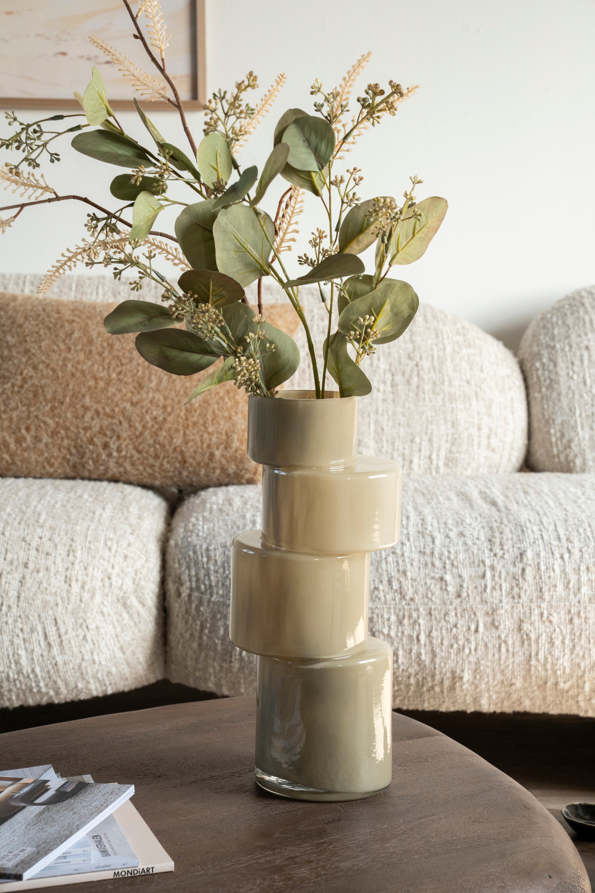 Beige glass vase PILA