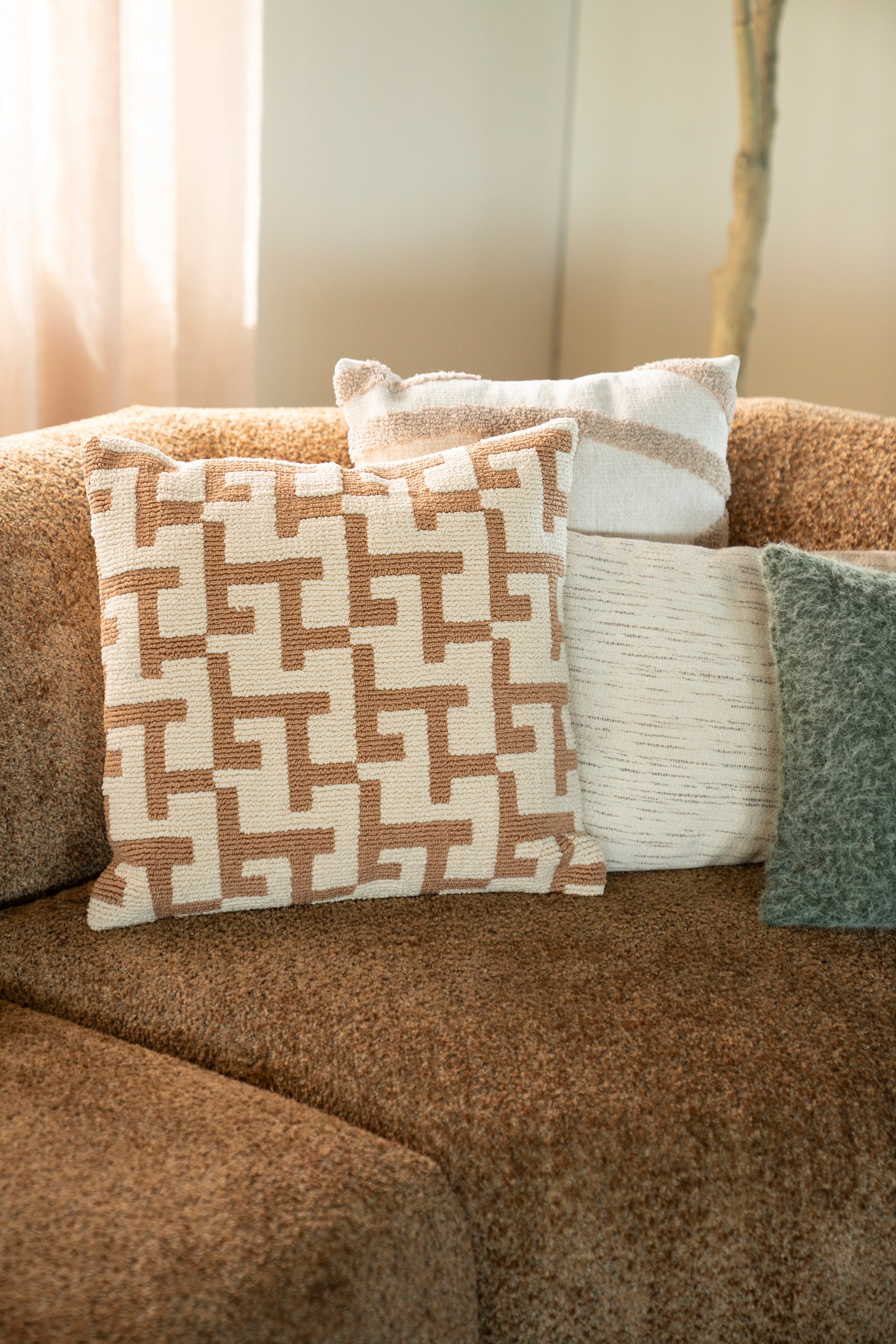 Kissen ZIGGY senfgelb mit beige