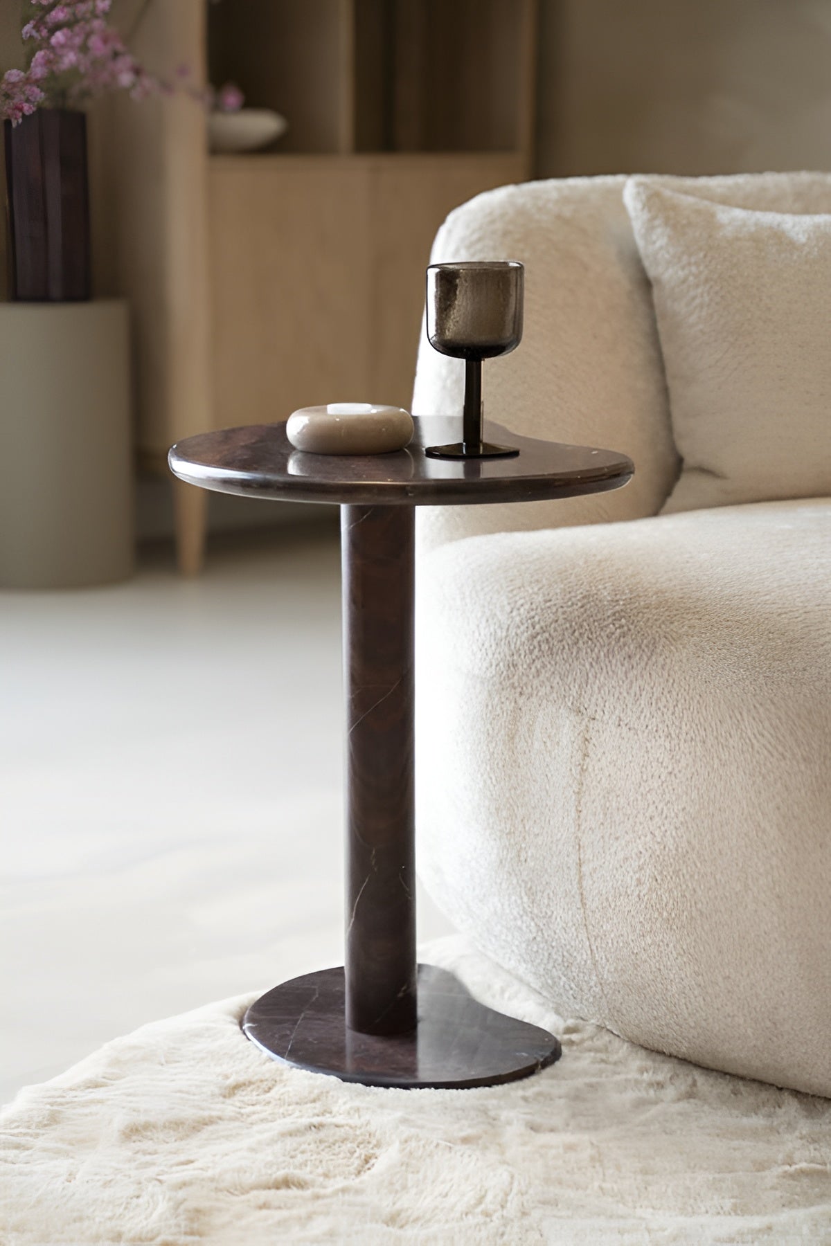 ROSSO side table brown marble