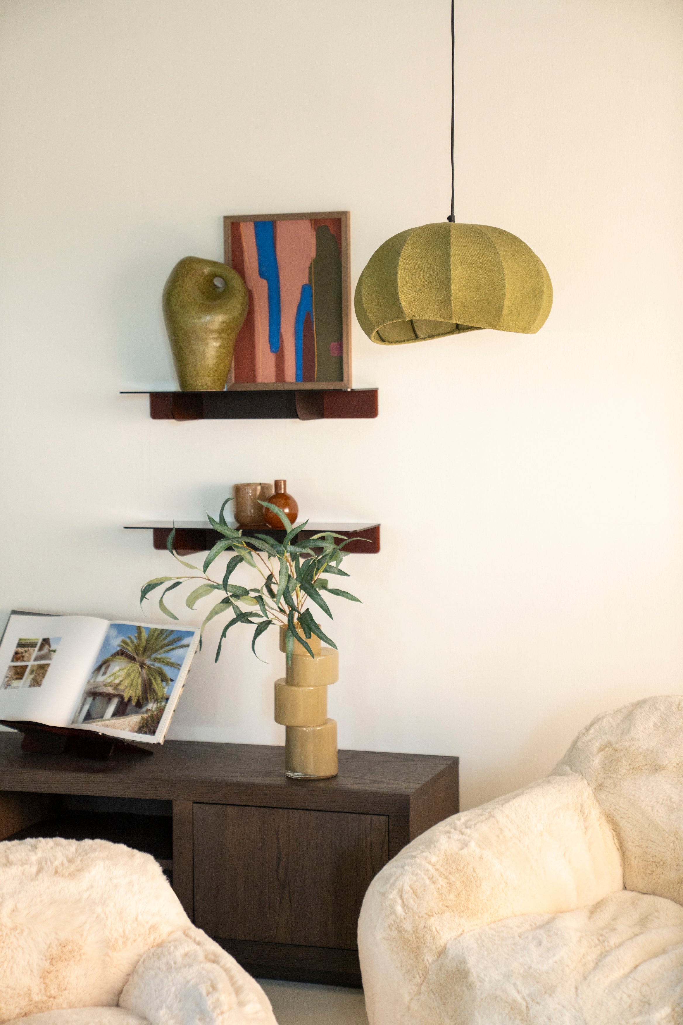 Beige glass vase PILA