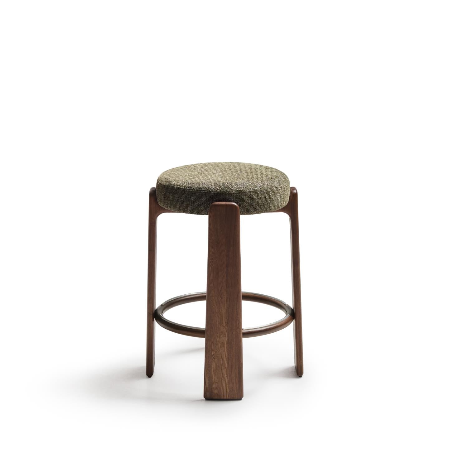 Barhocker GRANITE grün Chenille mit dunklem Eschenfuß