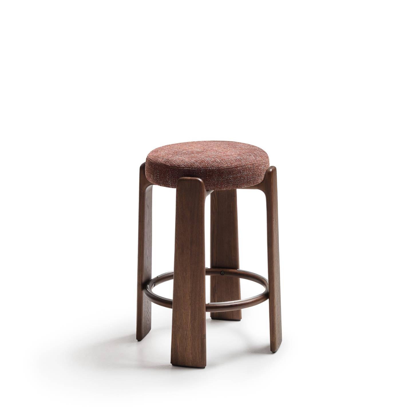 GRANITE brown chenille bar stool with a dark ash base