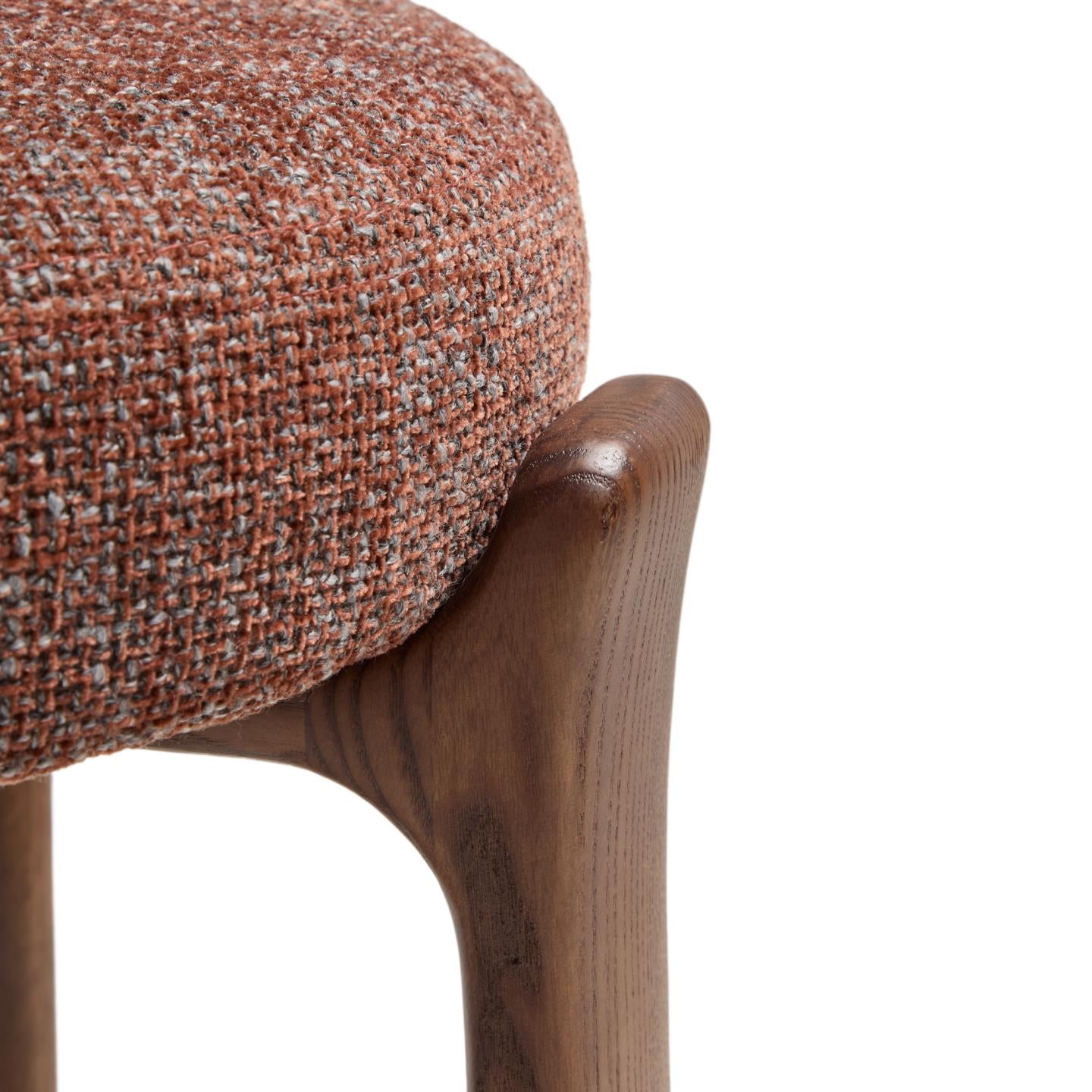 GRANITE brown chenille bar stool with a dark ash base