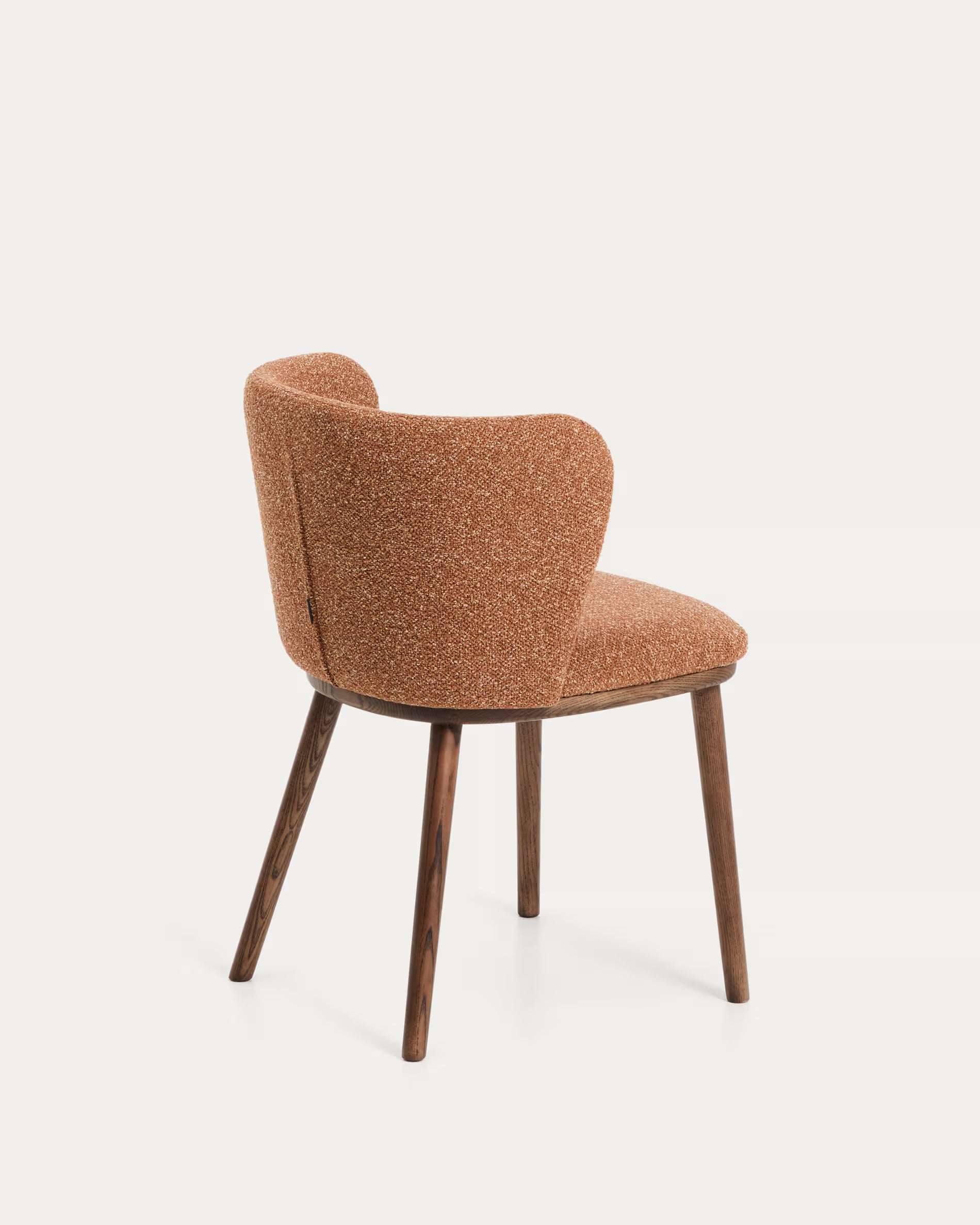 Stuhl CISELIA ziegelroter Chenille mit dunklem Eschenfuß