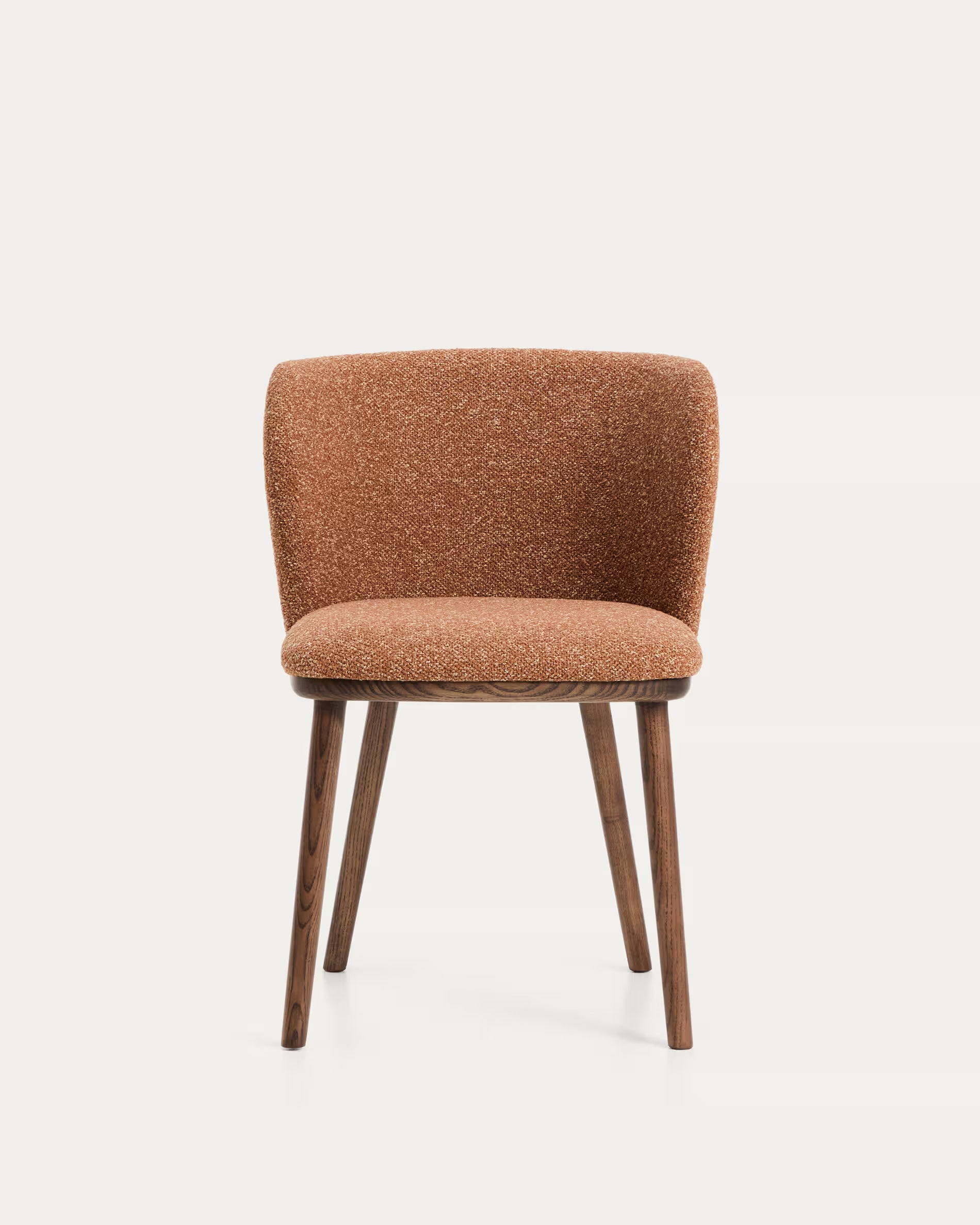 Stuhl CISELIA ziegelroter Chenille mit dunklem Eschenfuß