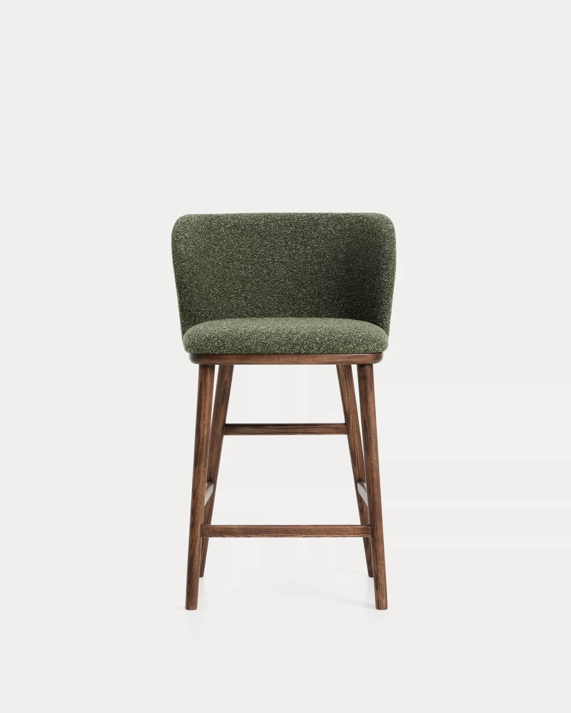 Bar stool CISELIA dark green chenille with dark ash base