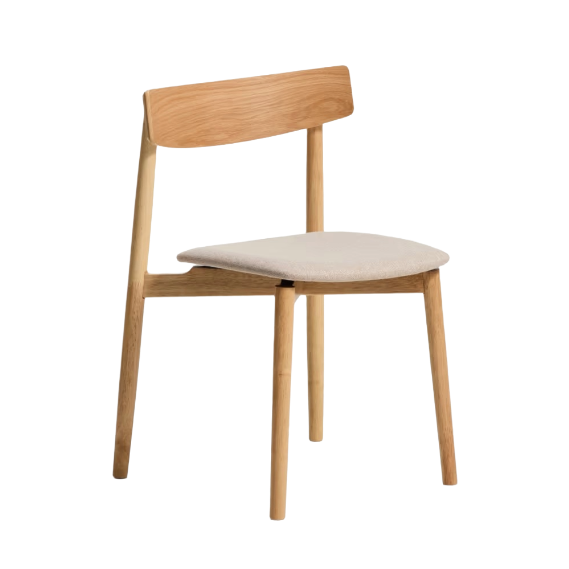 Stuhl EVERA in beigem Chenille mit furnierter Eichenbasis